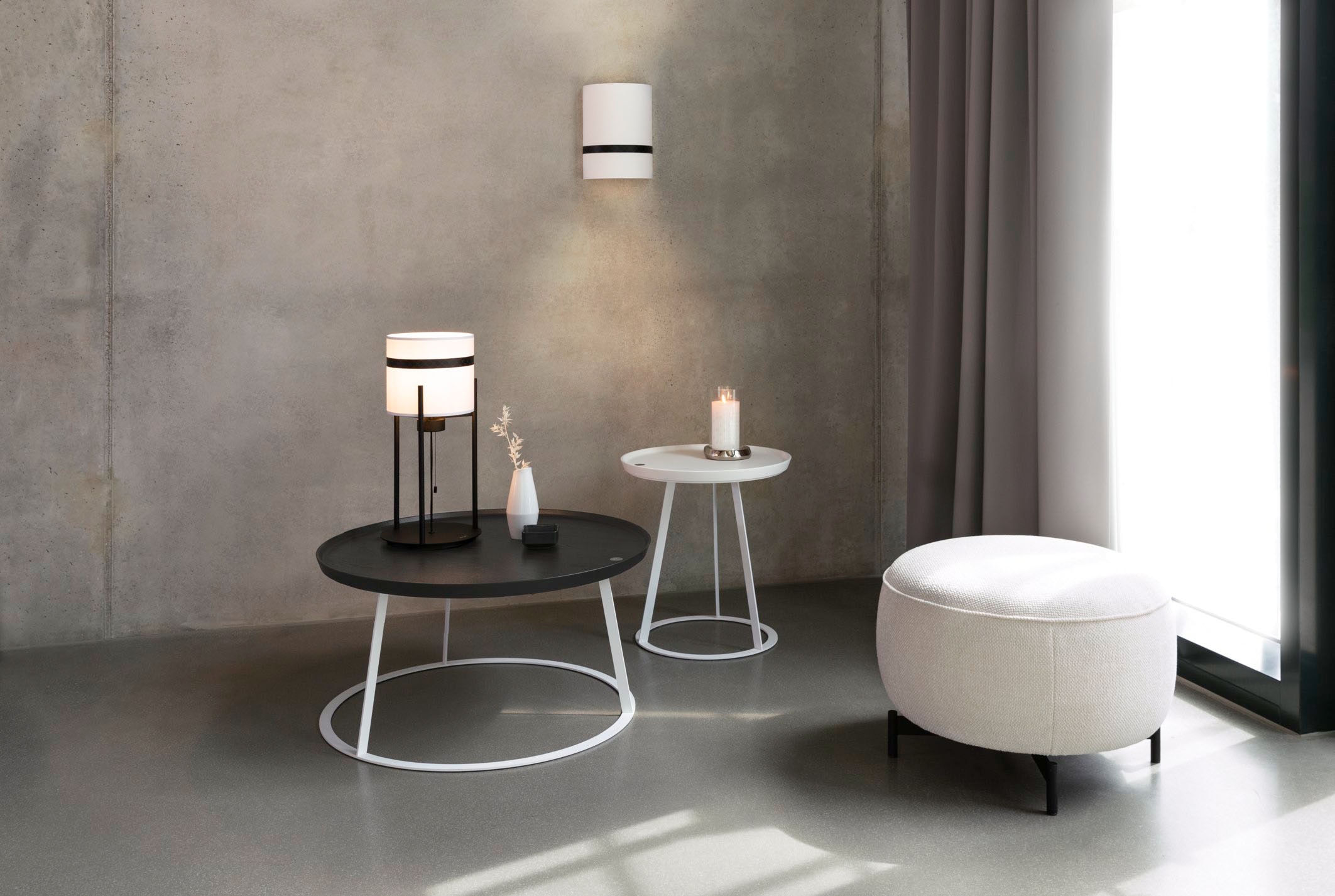 Joop! Tischleuchte »ROUND LIGHTS«, mit rundem Textil-Leuchtenschirm und eingelassenem  Metall-Dekorband bestellen online bei OTTO