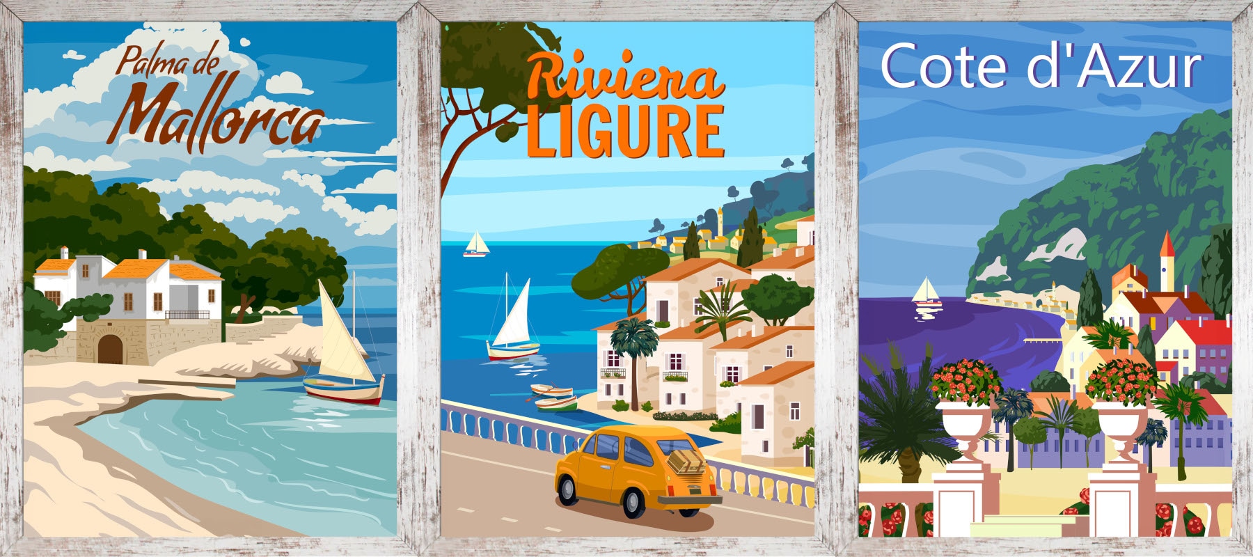 Bönninghoff Bild mit Rahmen Palmen 3 Stk. tlg.