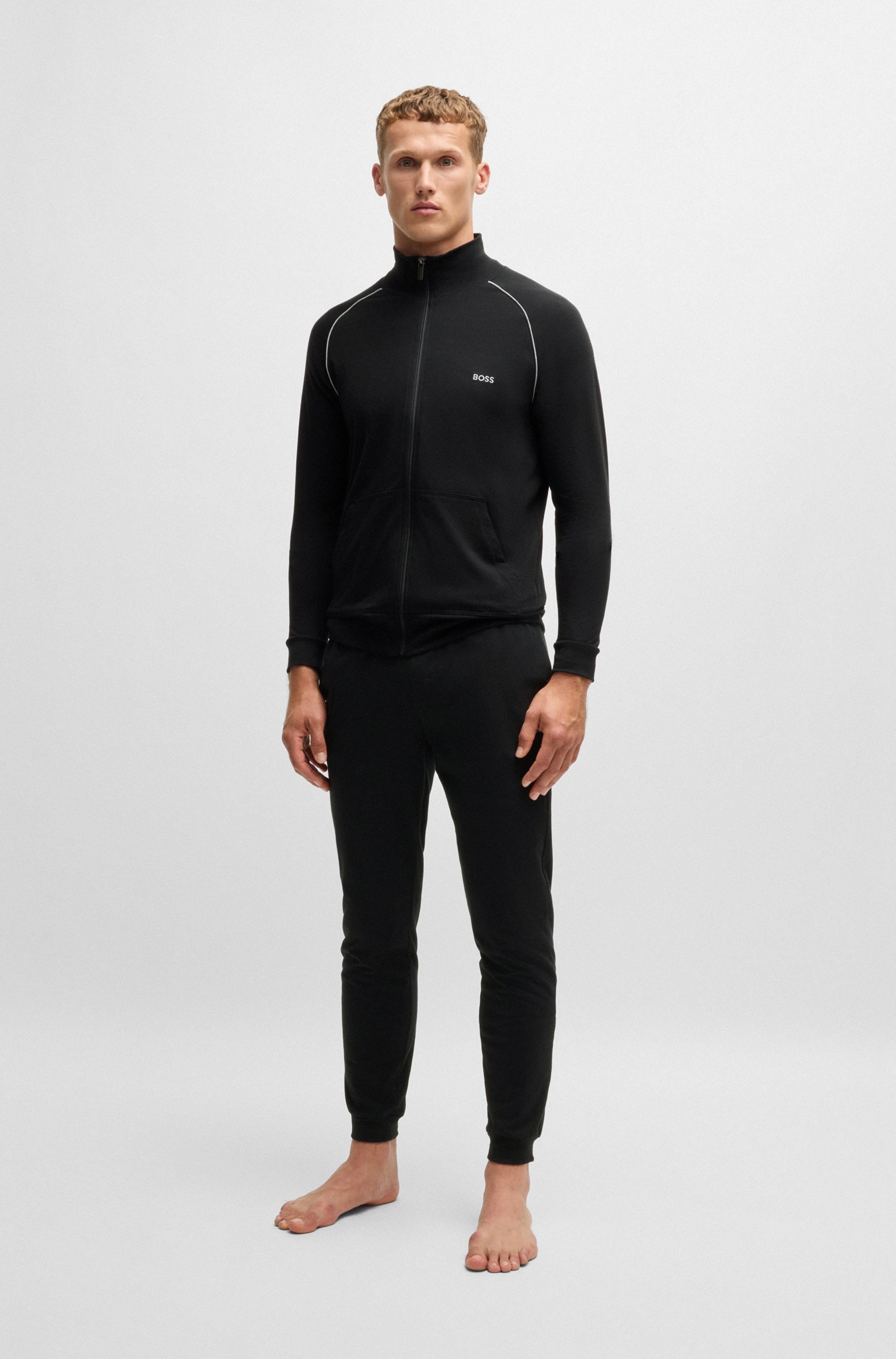 BOSS Sweatjacke »Mix&Match Jacket Z«, mit Kontrastnaht am Ärmel