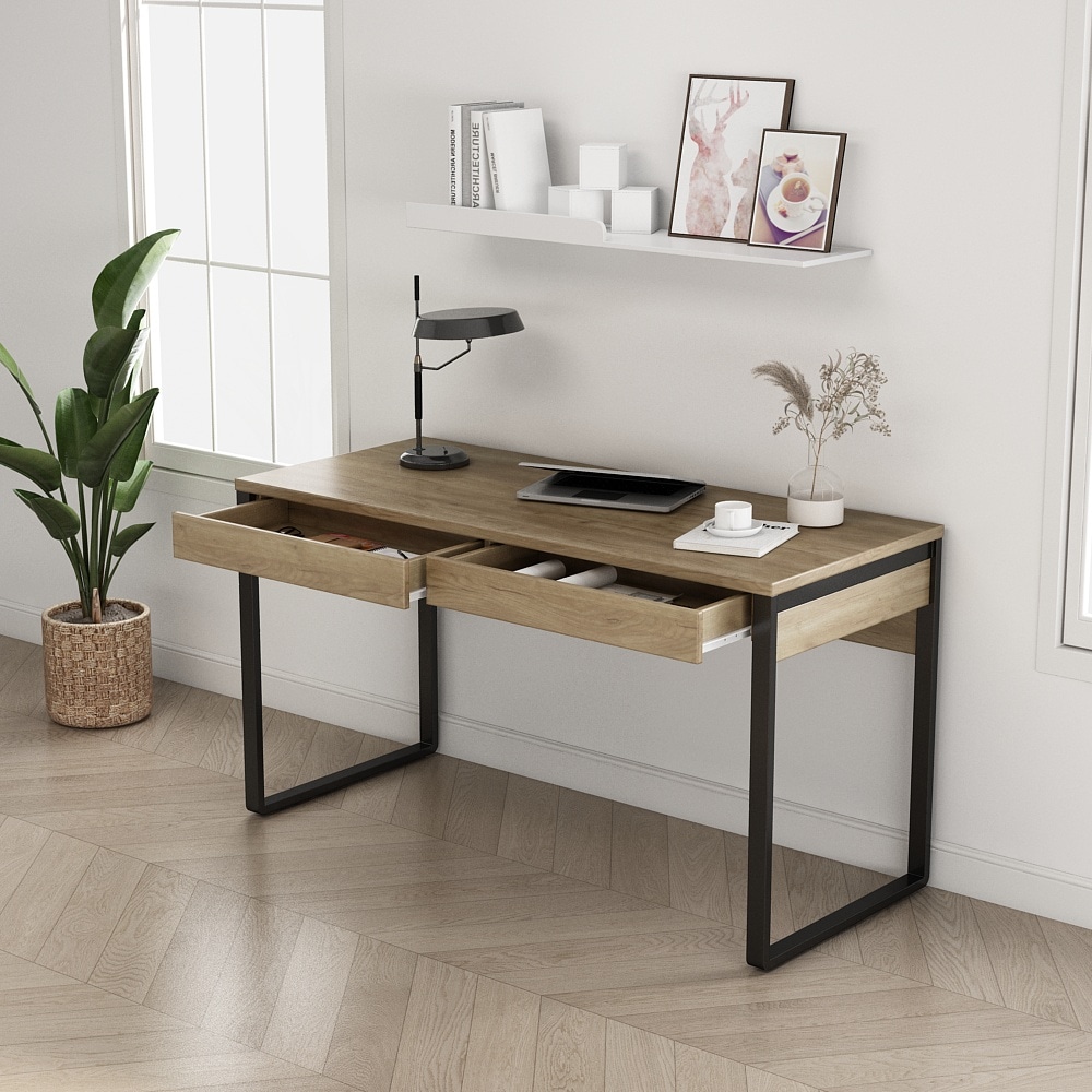 OTTO home Schreibtisch »Moid, Computertisch im modernen Design,« Breite 120/140/160 cm, mit Metallbeinen & Schublade