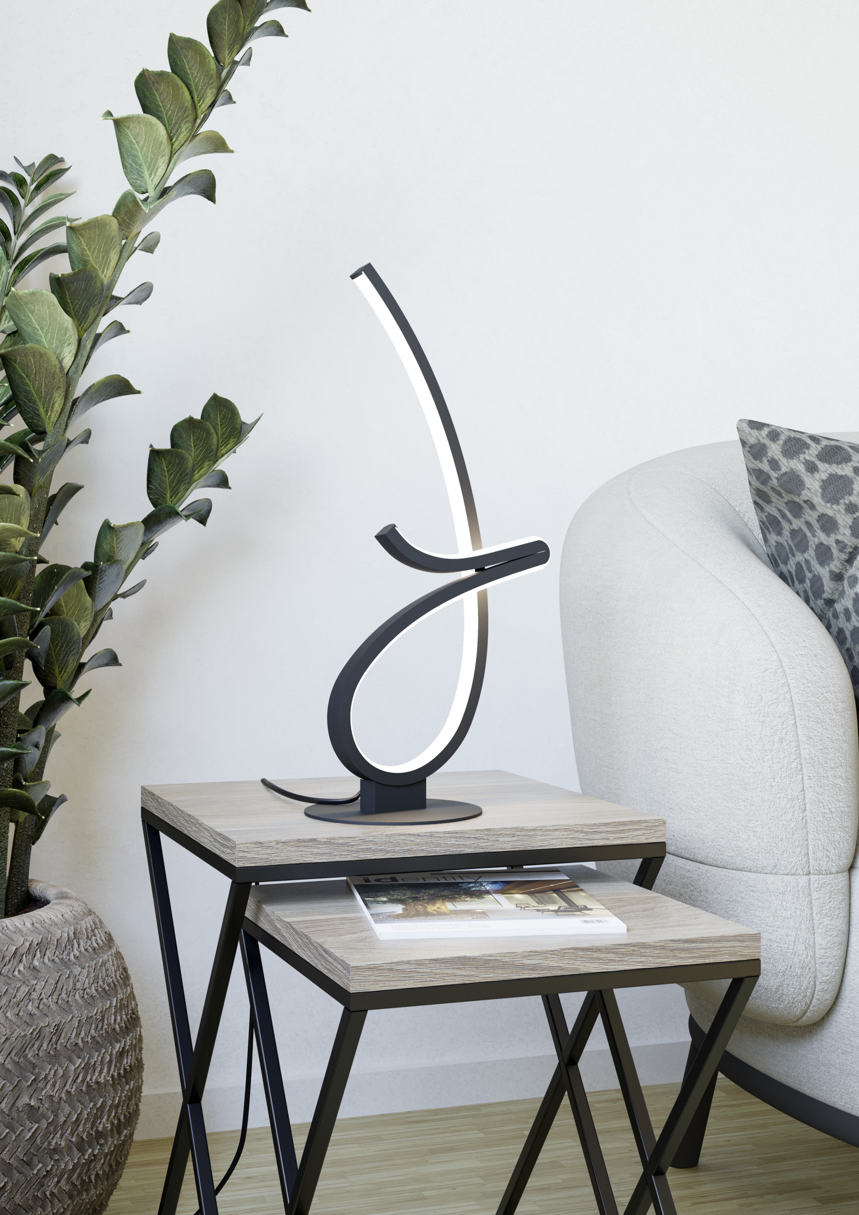 EGLO Tischleuchte »CARDONCITO Tischlampe - Stahl - LED - 12W - IP20« LED-Modul 1 Stk. Kaltweiß | Neutralweiß | Warmweiß Nachttischlampe, Schreibtischleuchte, Leselampe, L22 x B14 x H46 cm