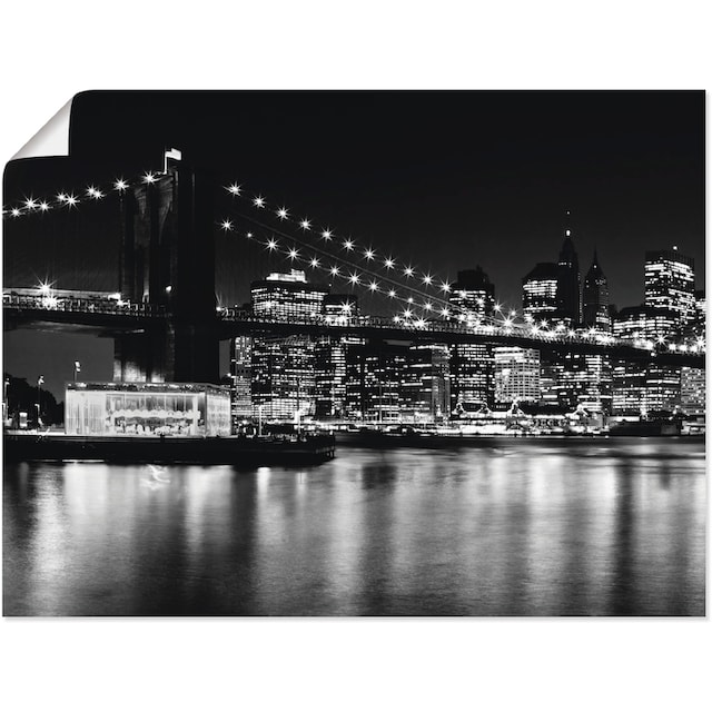 Artland Wandbild »Night Skyline Manhattan Brooklyn Bridge«, Amerika, (1 St.),  als Leinwandbild, Wandaufkleber oder Poster in versch. Größen bei OTTO