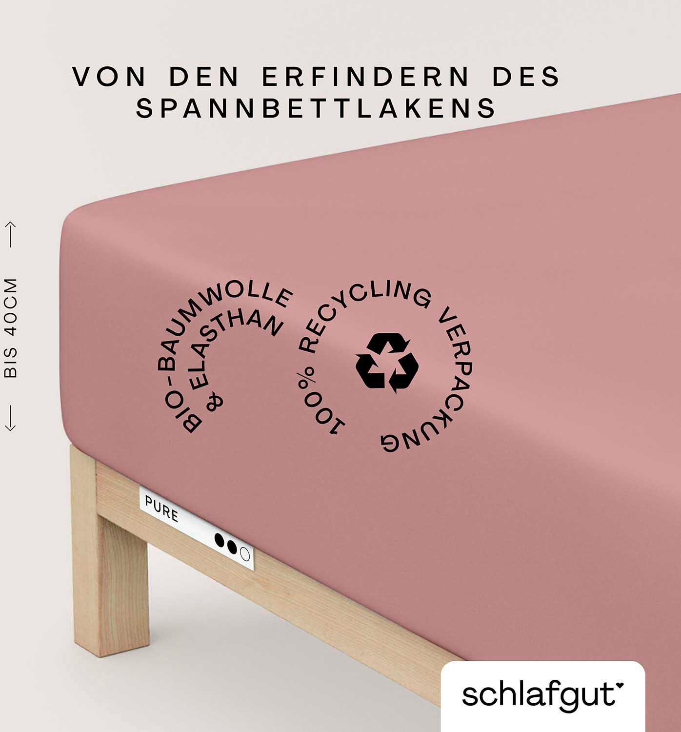 Schlafgut Spannbettlaken »PURE BOXSPRING Bio-Baumwolle mit Elasthan, 170 g/m², Bettlaken« PREMIUM Boxspringbett Laken bis 40 cm Höhe, dehnbar blickdicht, straff