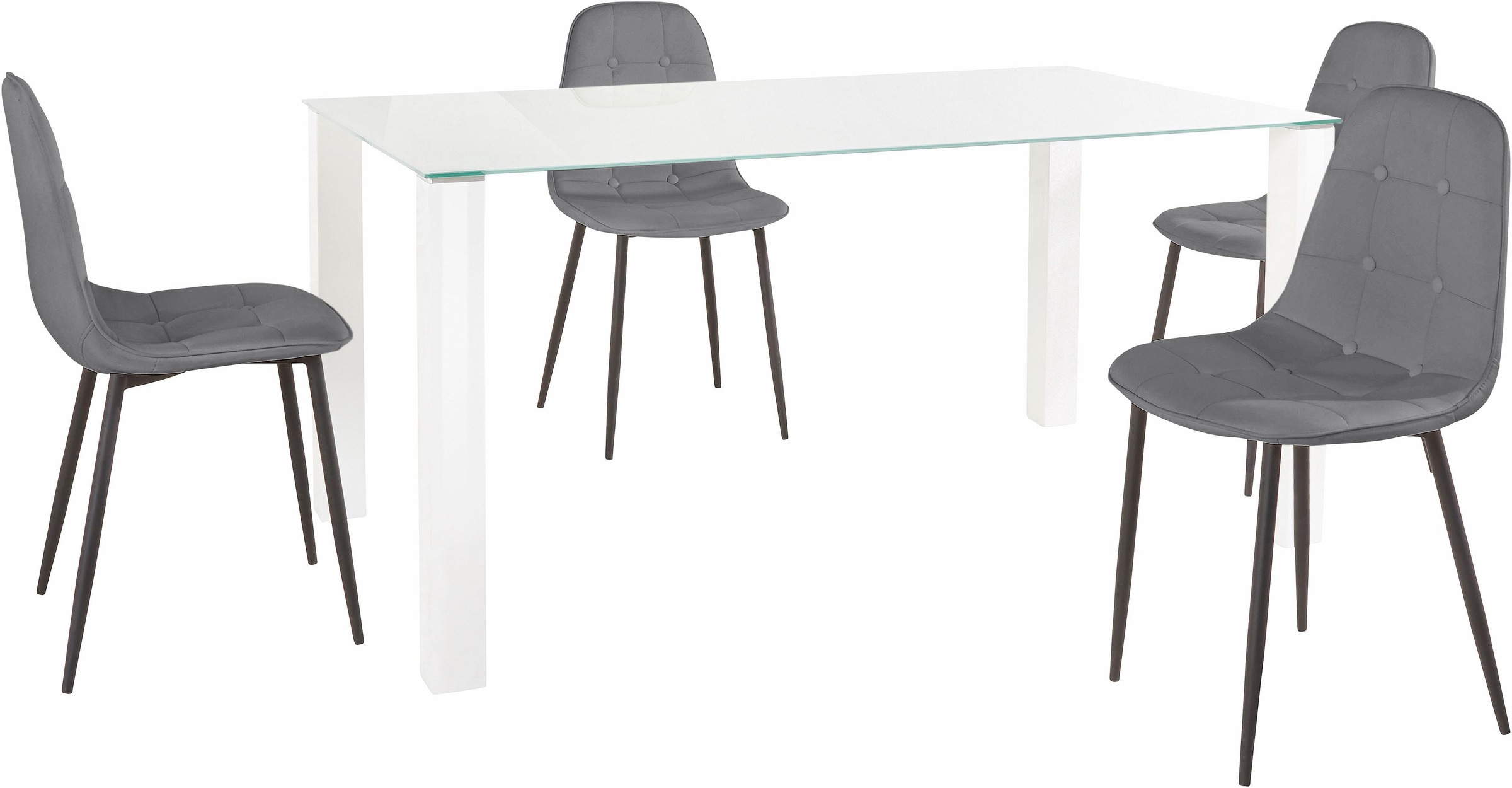 INOSIGN Essgruppe, (Set, 5 tlg.), mit Glastisch, Breite 160 cm