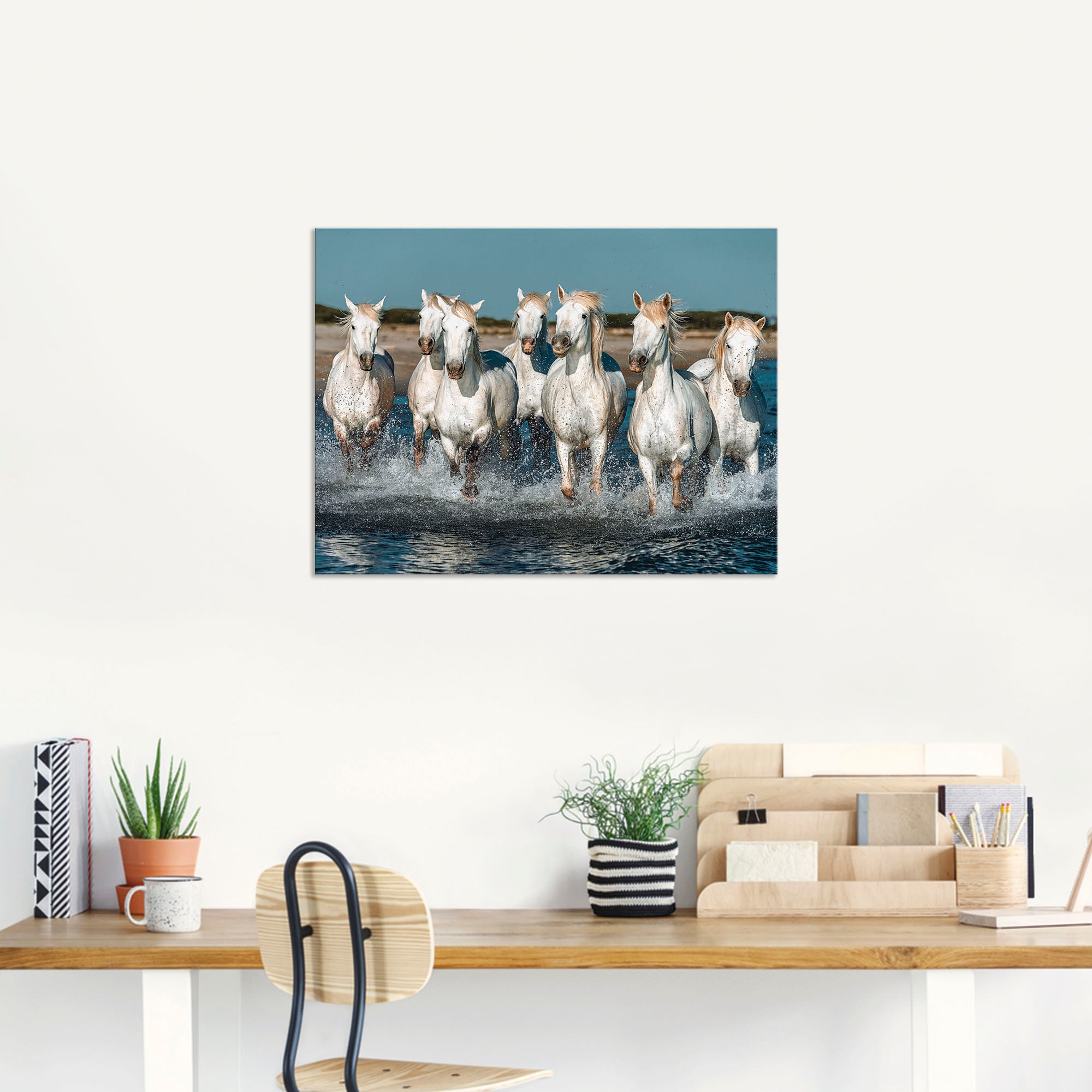 Artland Wandbild »Camargue Pferde galoppieren am Strand«, Haustiere, (1 St.), als Alubild, Outdoorbild, Leinwandbild, Poster, Wandaufkleber