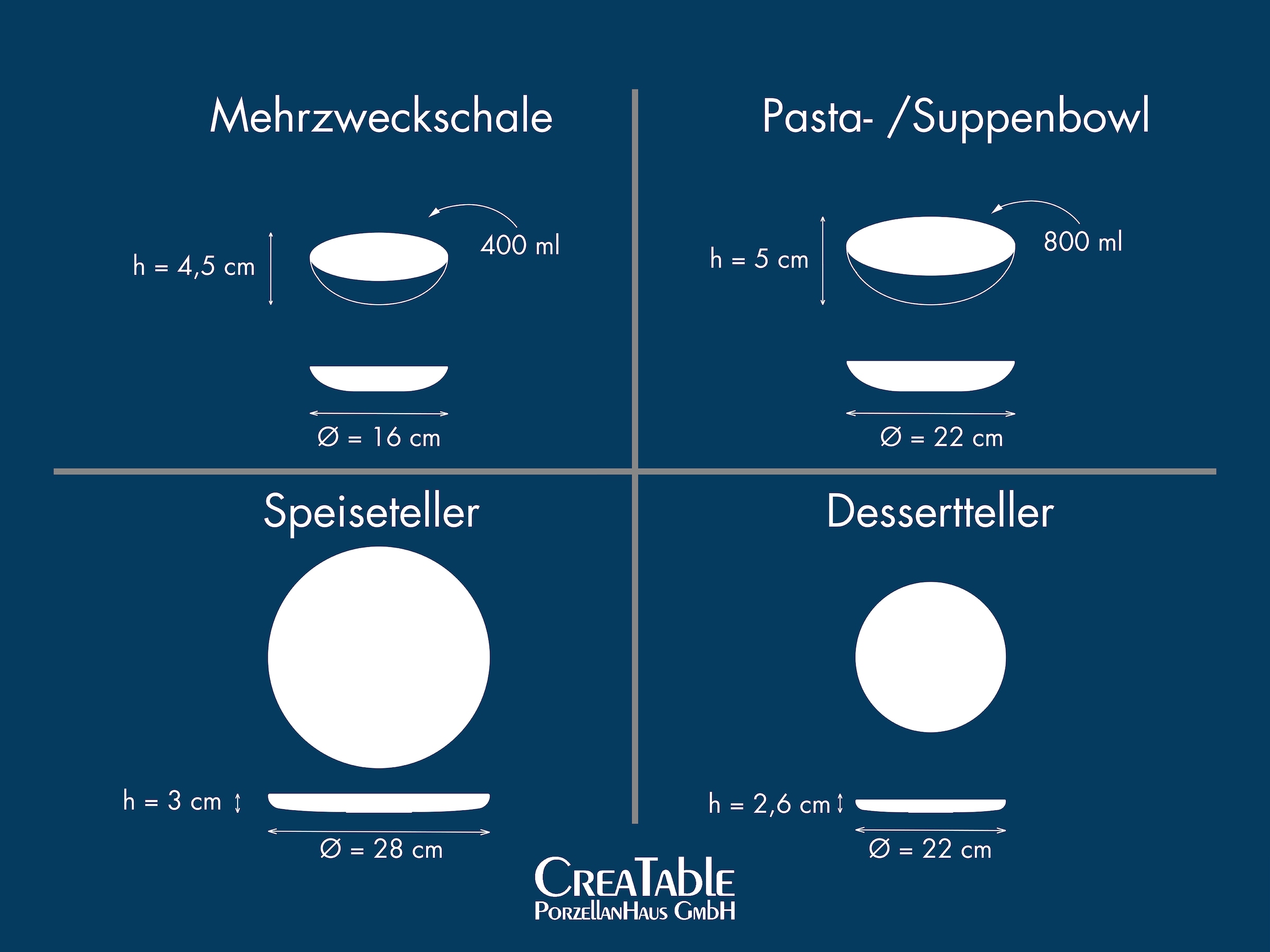 CreaTable Teller-Set »Yuki, Geschirr-Set, 8-tlg.« Sanfter Weißton, Spülmaschinengeeignet, mikrowellengeeignet