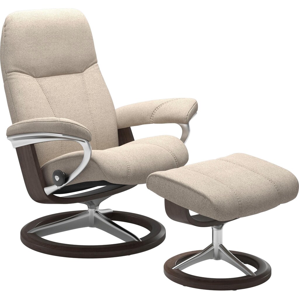 Stressless® Relaxsessel »Consul«, (Set, Relaxsessel mit Hocker), mit Hocker, mit Signature Base, Größe L, Gestell Wenge