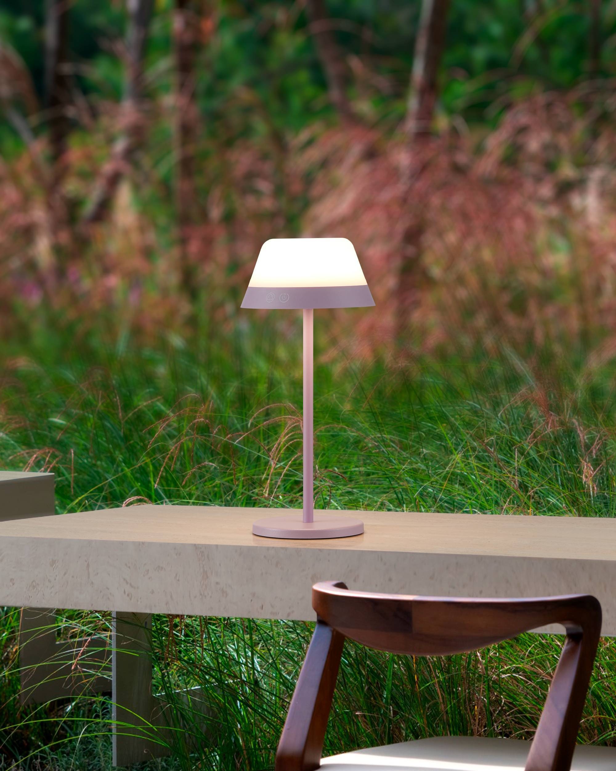 EGLO Tischleuchte »Meggiano Tischlampe, kabellos, aufhängbarer Lampenschirm, IP54, Lampe« LED-Modul 1 Stk. RGB | Warmweiß Tischleuchte - H32 x Ø15 cm - lila - 1X1,5W;1X0,8W inkl.