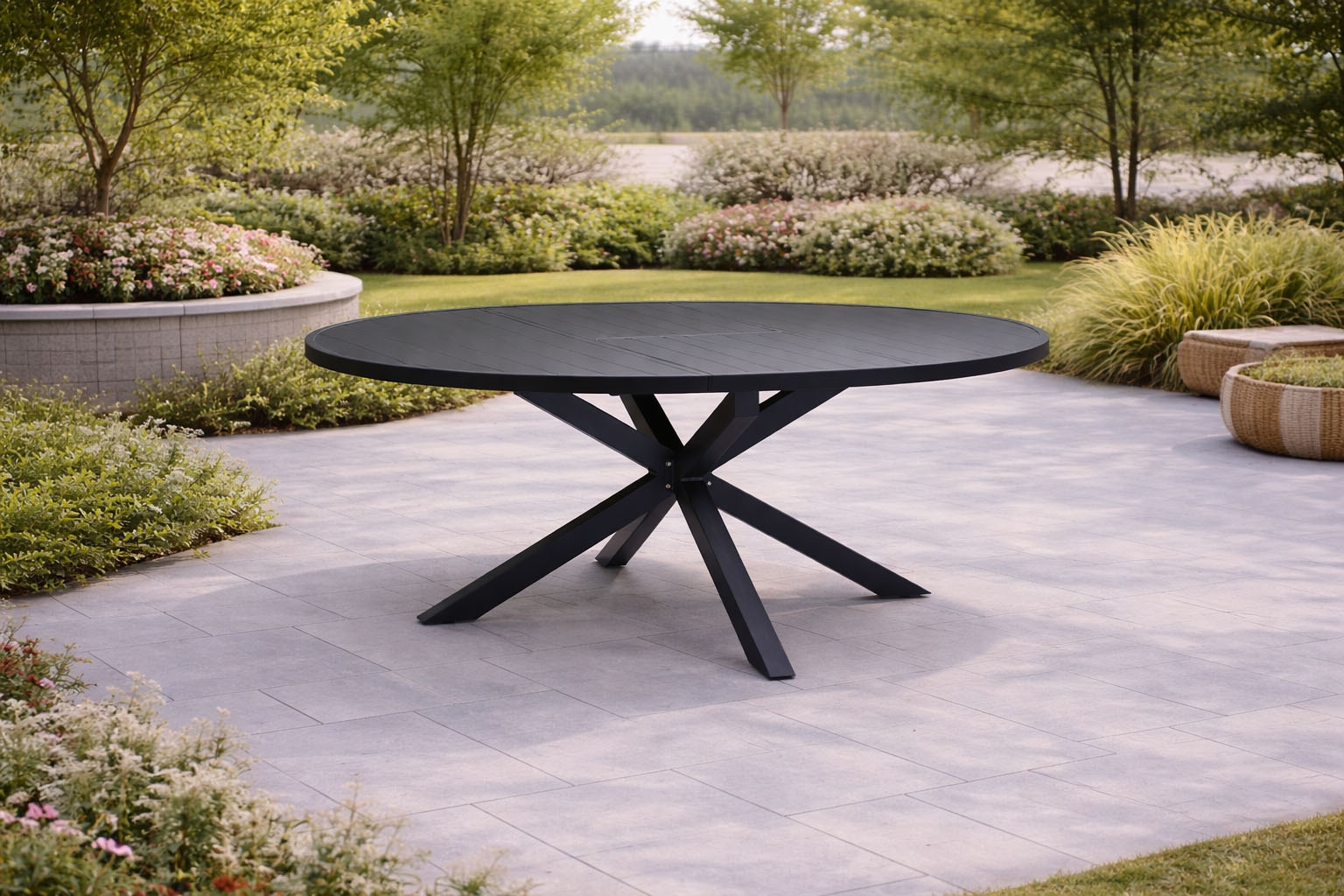 Destiny Garten-Essgruppe »COMO ARONA 4 Se + Ausziehtisch Ø145/199cm grau/anthrazit« Set,  Aluminium, Rope