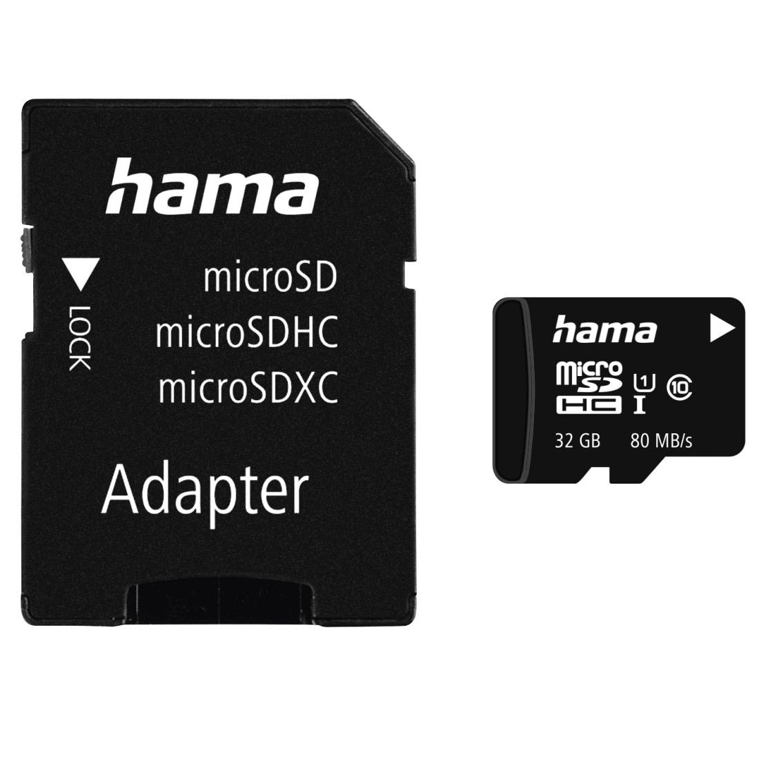 Hama Speicherkarte »microSDHC 16GB Class 10 UHS-I 80MB/s + Adapter/Foto«, (UHS-I Class 10 80 MB/s Lesegeschwindigkeit)