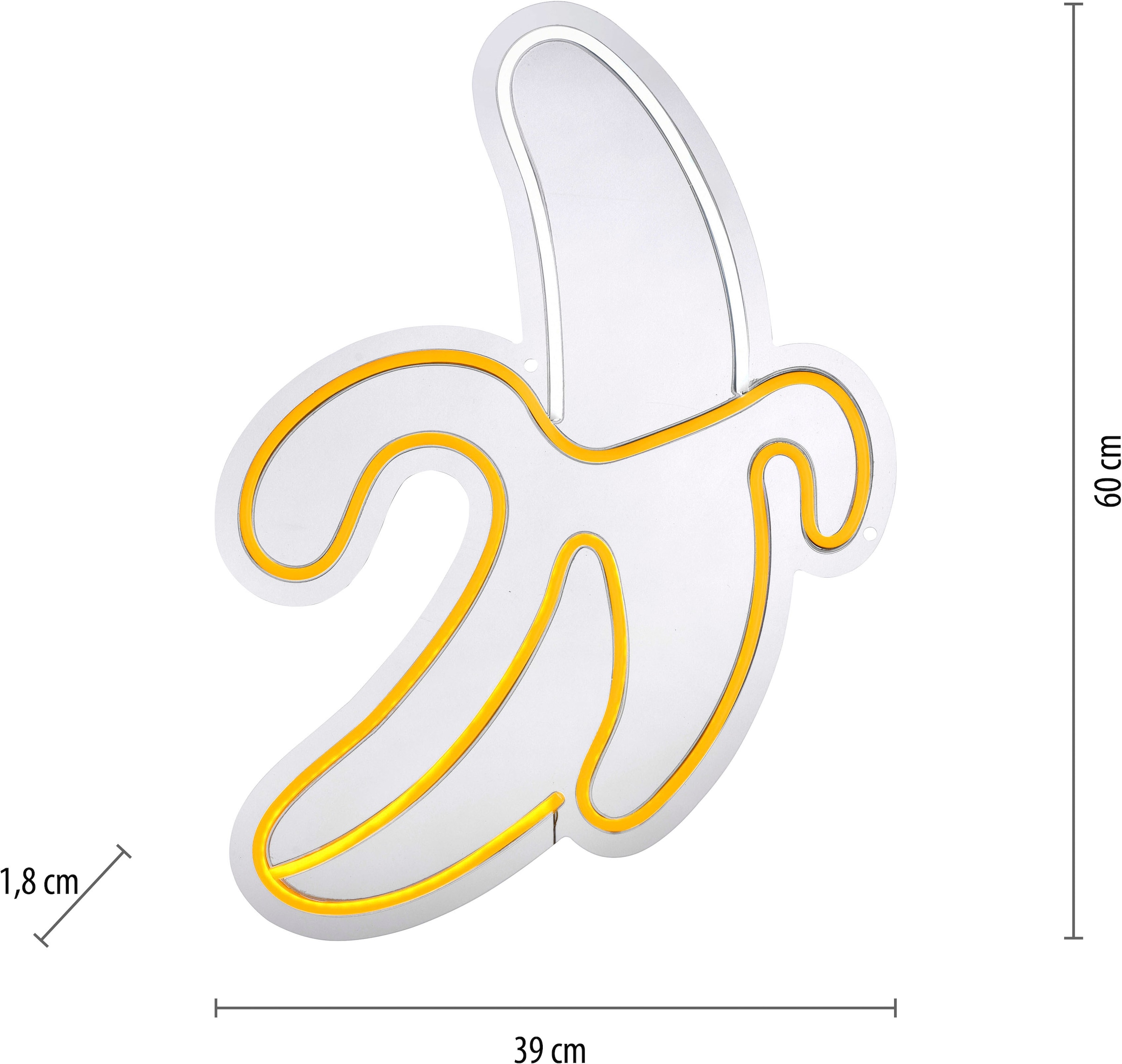 JUST LIGHT LED Wandleuchte »NEON-BANAN«, 1 flammig, Leuchtmittel LED-Board | LED fest integriert