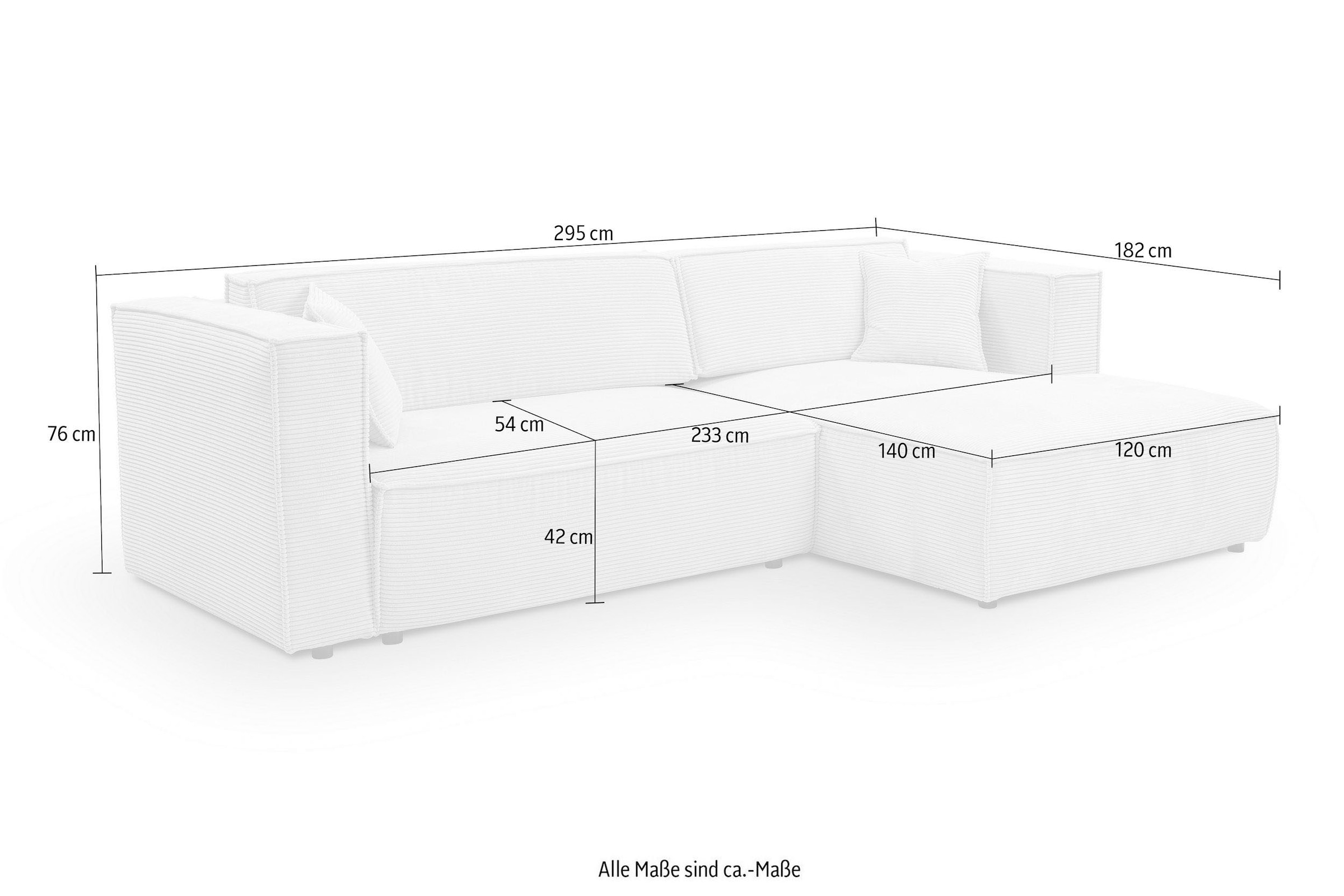 WERK2 Ecksofa »Atlanta-New 295 cm breit mit Bett & Bettkasten, Cord, zeitlos« Cord, L-Form, XXL, Schlaffunktion, Bettkasten