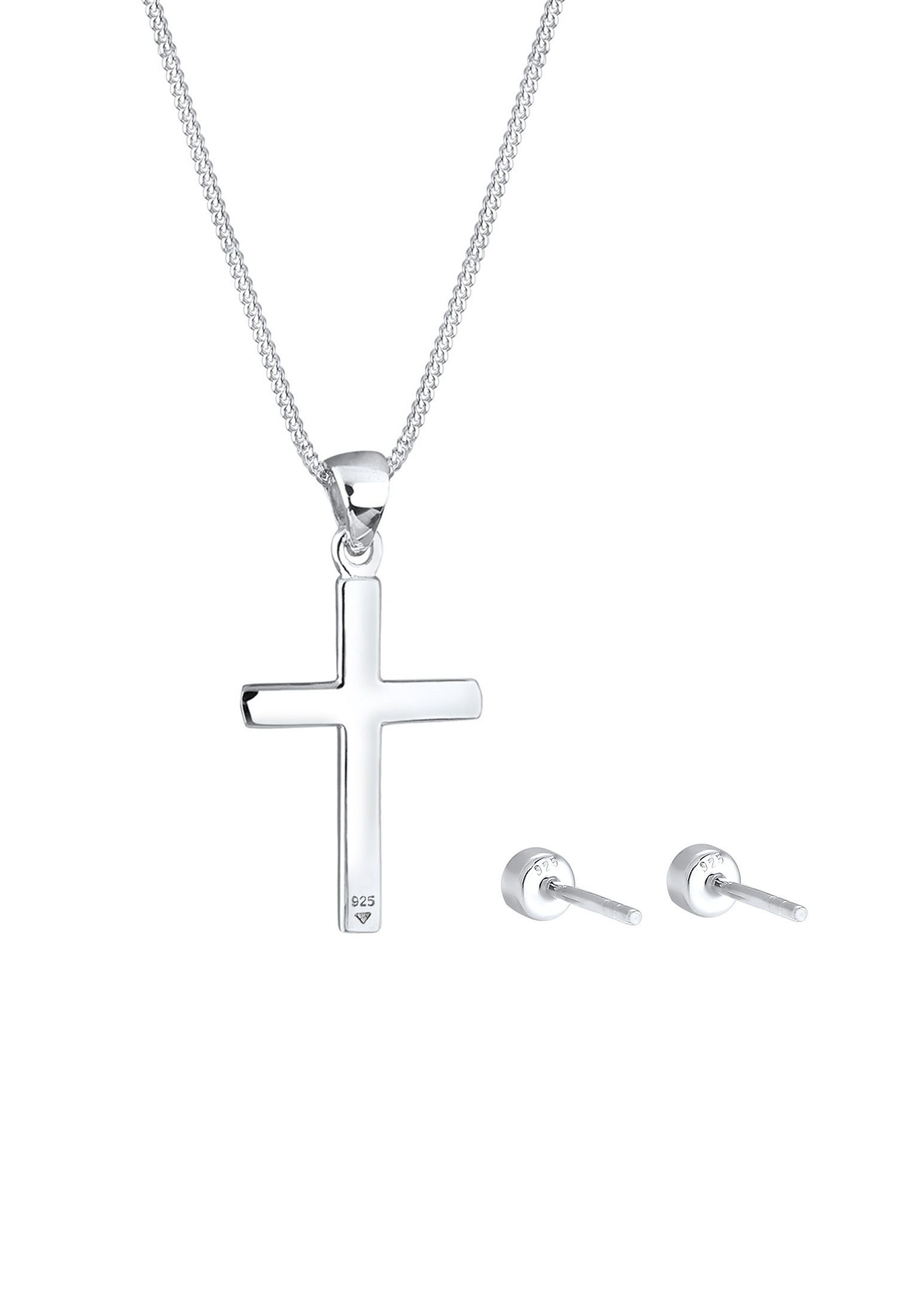 Elli Ohrring und Ketten Set »Schmuckset Kette Kreuz und Stecker 925 Silber, mit Kristallen von Swarovski®«