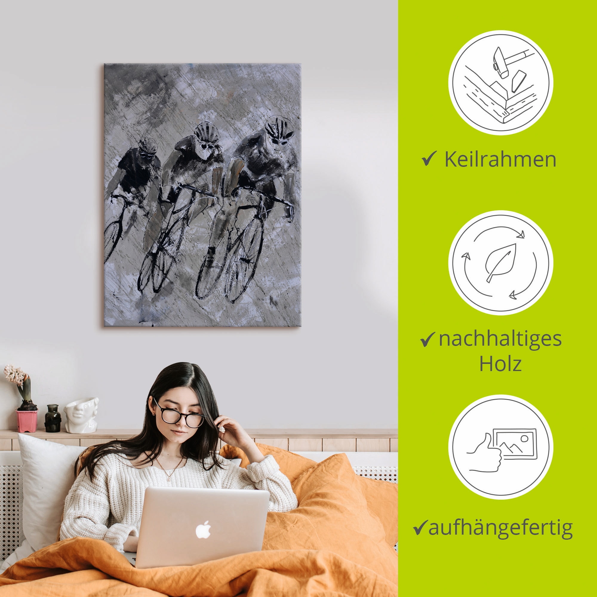 Artland Wandbild »Fahrrad fahren im Regen« Fahrräder 1 Stk. tlg. als Alubild, Outdoorbild, Leinwandbild, Poster in verschied. Größen