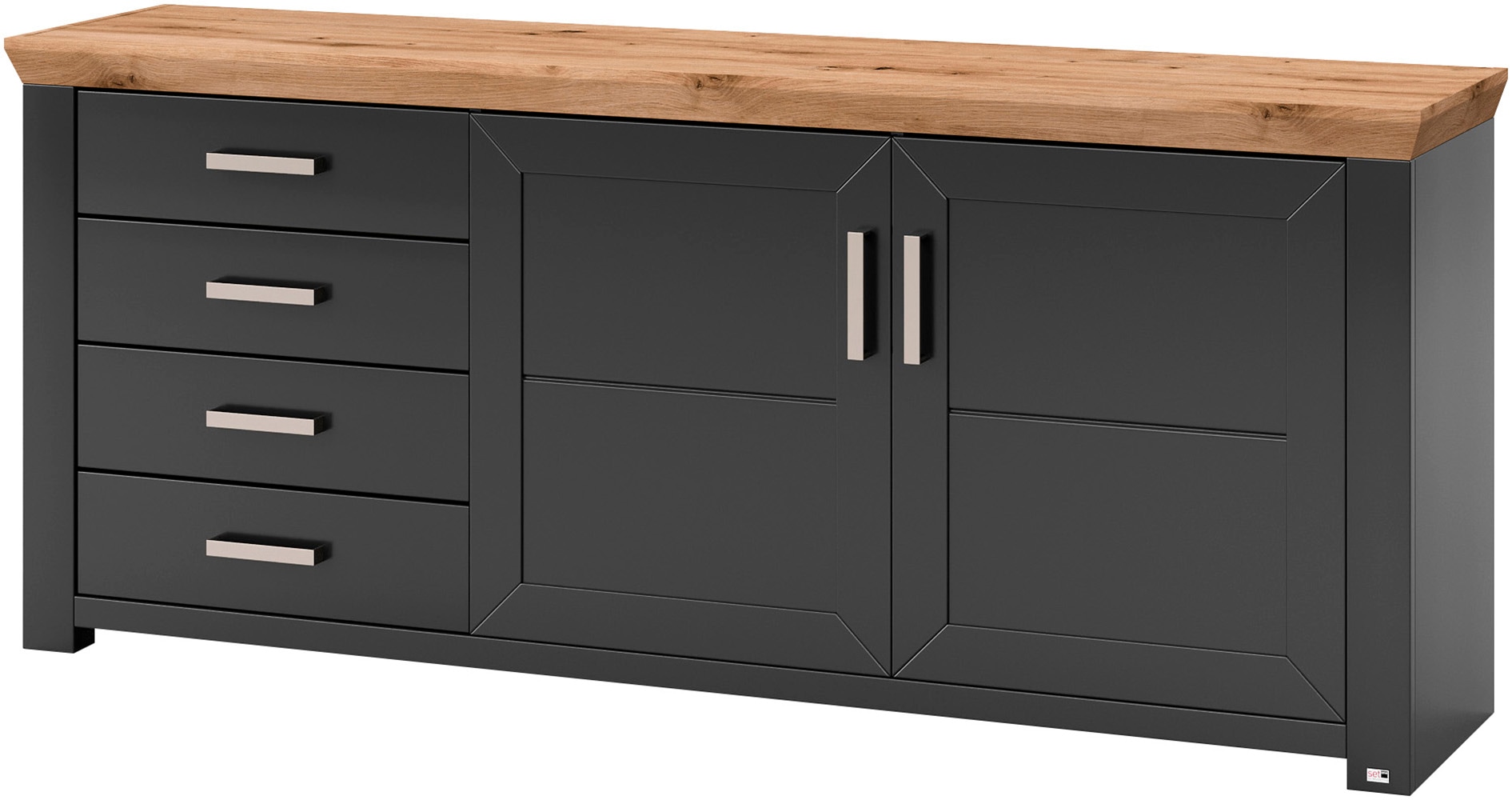 set one by Musterring Sideboard »York« Typ 51, mit viel Stauraum, Bügelgriff silber, B 184 x H 79 cm