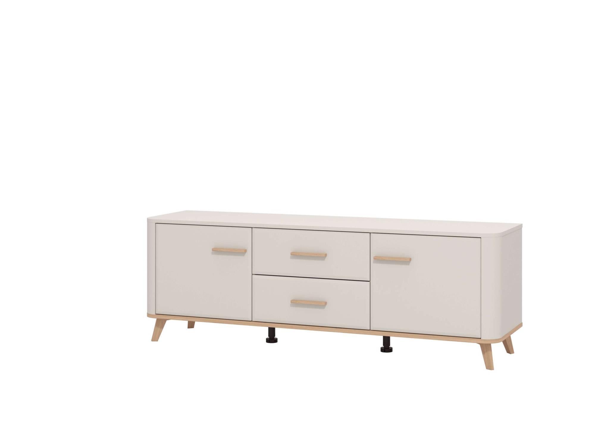 Home affaire Lowboard »Darwen TV-Board, TV-Kommode, TV-Schrank, TV-Unterschrank, TV-Möbel« Abgerundete Kanten, matte Kaschmir-Oberflächen, mit 2 Schubladen