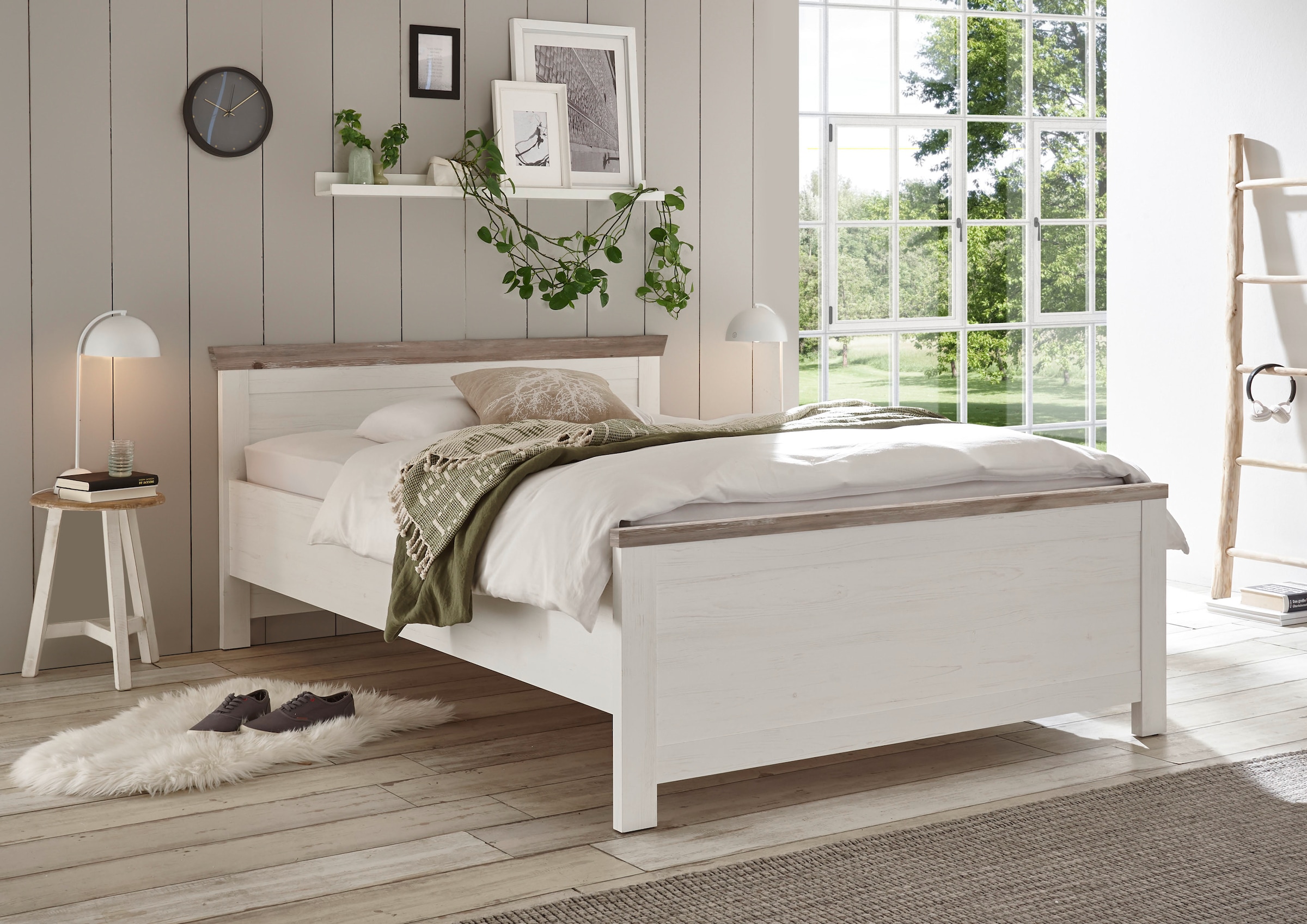 Home affaire Bett »Florenz Doppelbett Landhausstil Bettgestell (100,140 oder 180/200cm)« aus FSC®-zertifiziertem Holzwerkstoff, in 3 Breiten