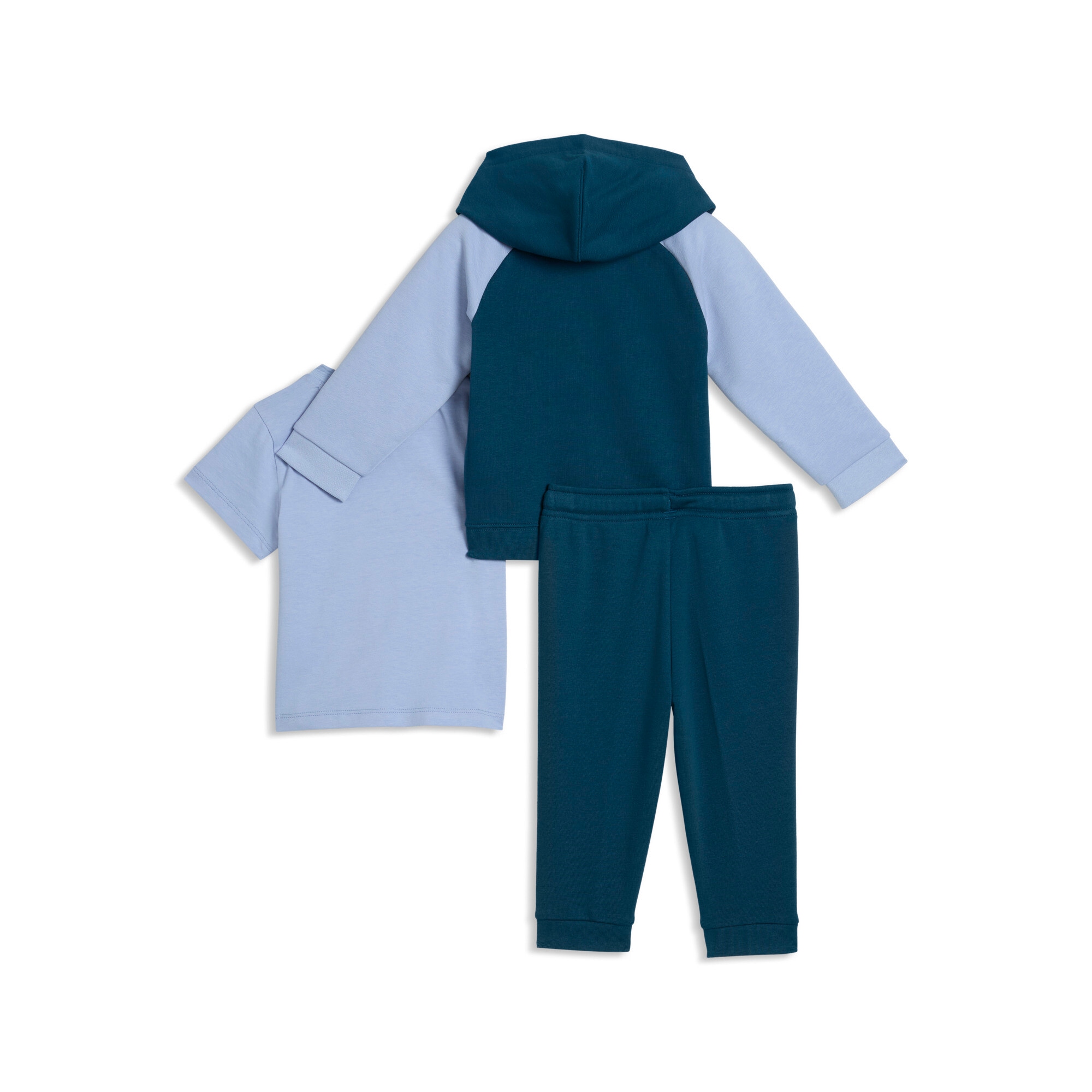 PUMA Trainingsanzug »MINICATS TEE HOODED FZ AND PANTS SET TR INF« 2 für Babys, mit Kapuze, im Colour-Blocking-Design