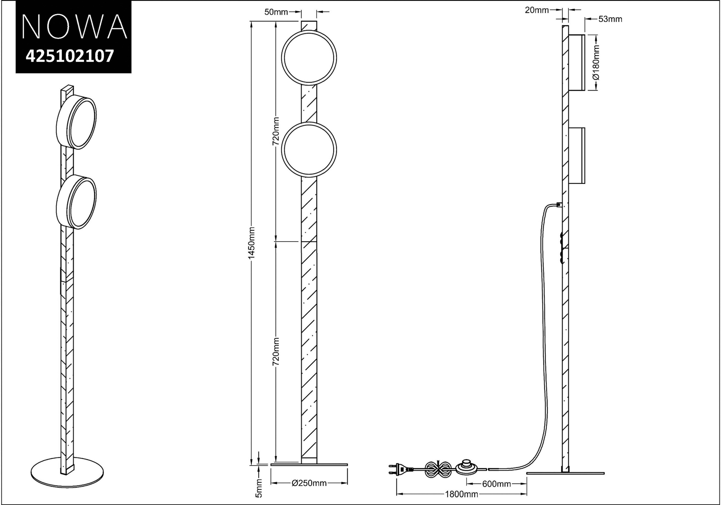 andas LED Stehlampe »Fjälla«, 2 flammig, Leuchtmittel LED-Board | LED fest integriert, Treiber tauschbar, Leuchtmittel fest verbaut, 3-stufen schaltbar