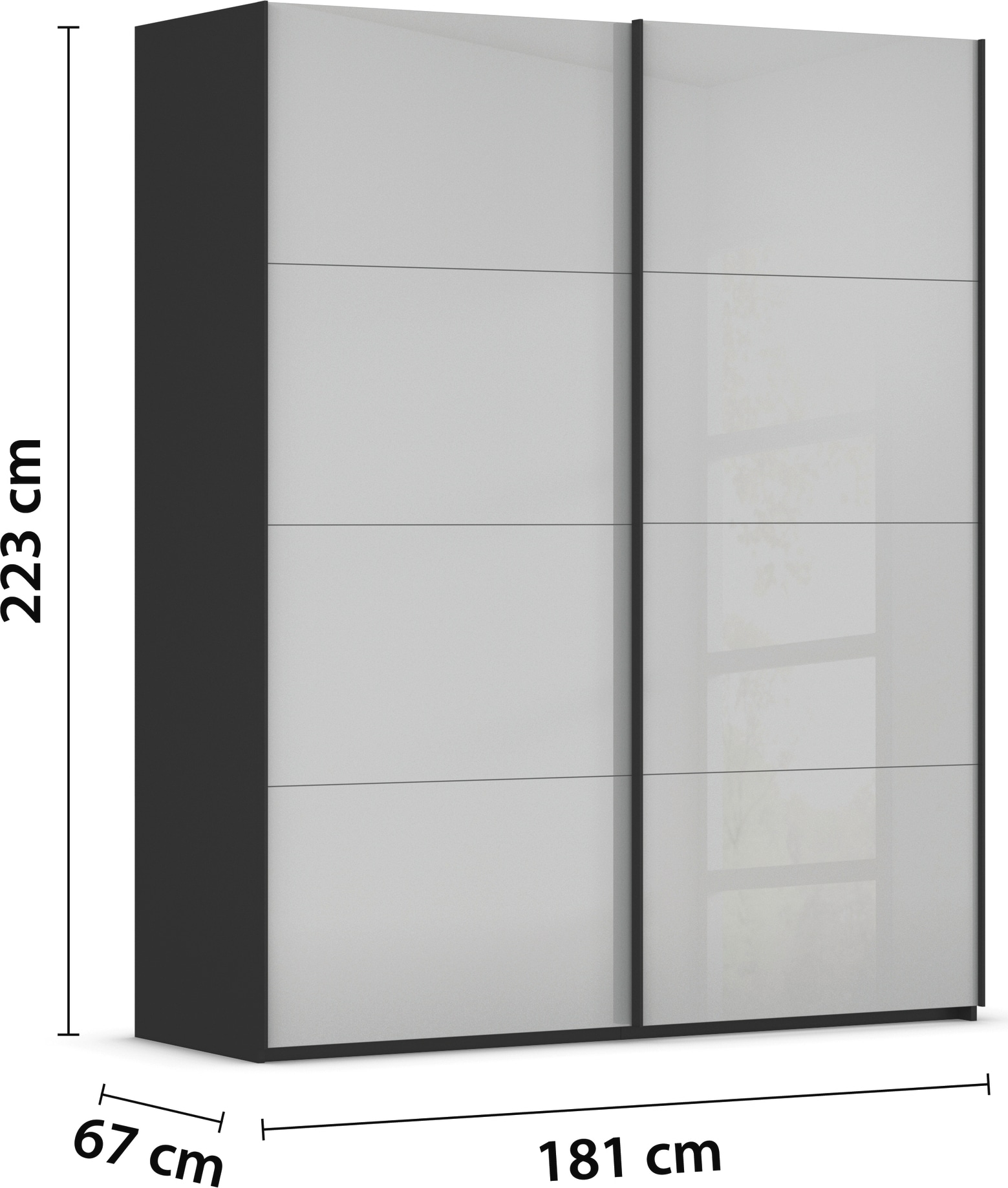 rauch Schwebetürenschrank »Kleiderschrank Schrank Garderobe Schlafzimmerschrank SCALE-FYRA«, edle viergeteilte Türen mit Glas-Front viele Farben MADE IN GERMANY