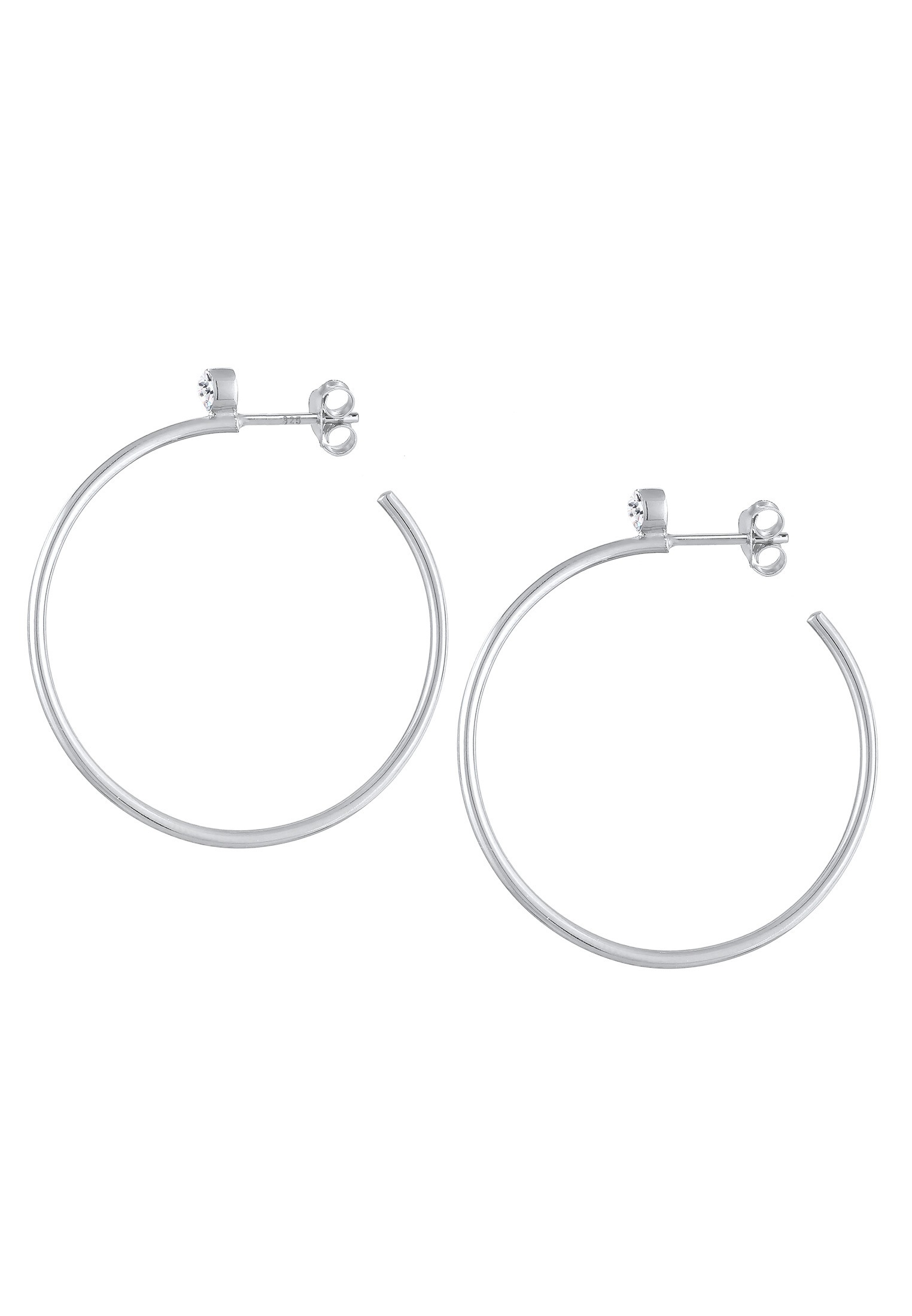 Elli Premium Paar Creolen »Ohrringe Creolen Stecker Kristalle Klassisch 925 Silber«