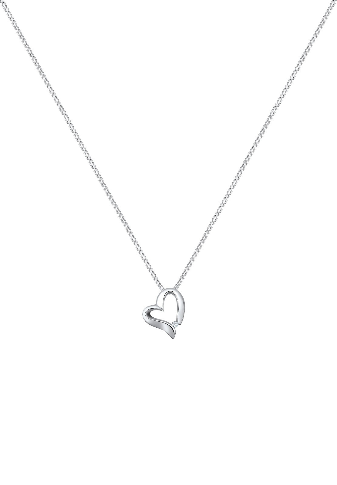 Elli DIAMONDS Silberkette »Halskette Herz Romantisch Diamant (0.015 ct.) 925 Silber«