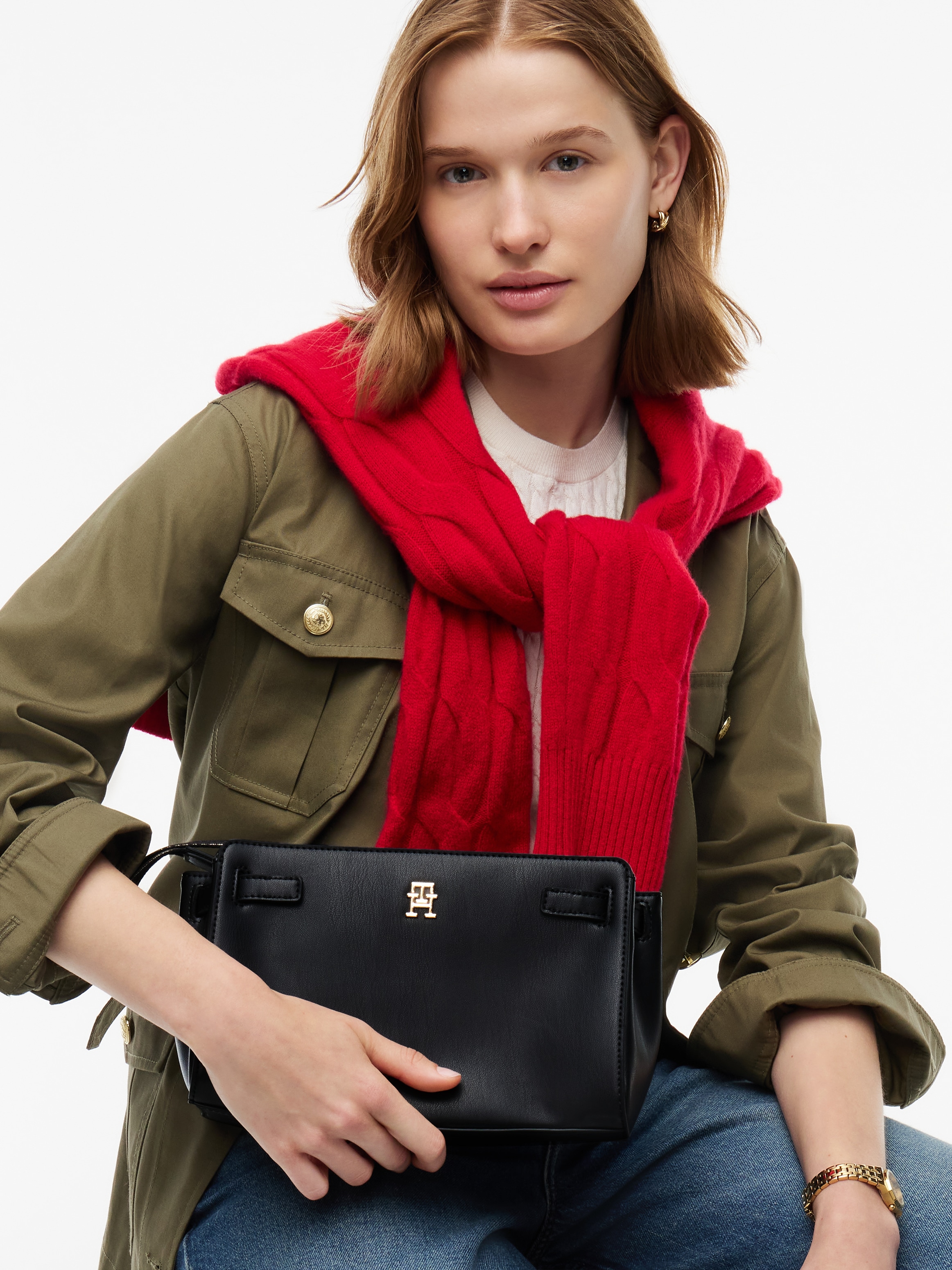 Tommy Hilfiger Mini Bag »TH JOY CROSSOVER« Damen Schultertasche, Umhängetasche mit goldfarbenem TH-Logo