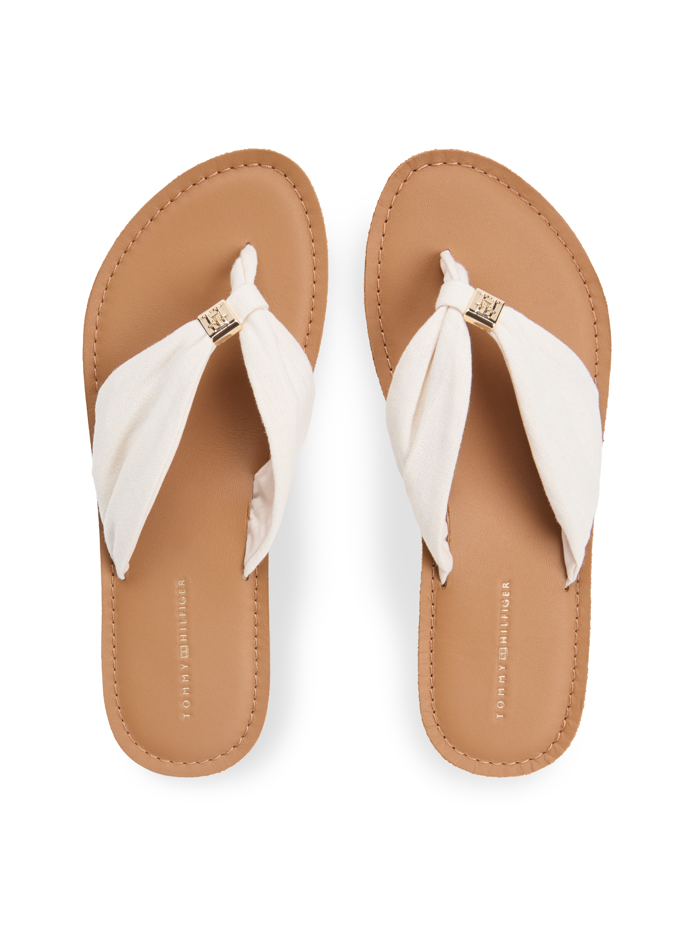 Tommy Hilfiger Zehentrenner »TH LTR FOOTBED SUMMER SANDAL«  Sommerschuh, Strandschuh, Dianette, Flat mit Logoemblem