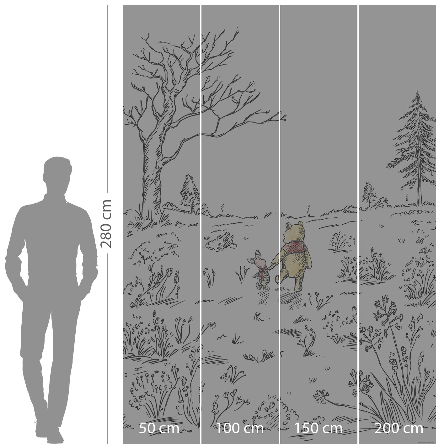 Komar Vliestapete »Digitaldruck Vlies - Winnie the Pooh Walk - Größe 200 x 280 cm«, bedruckt, Kinderzimmer