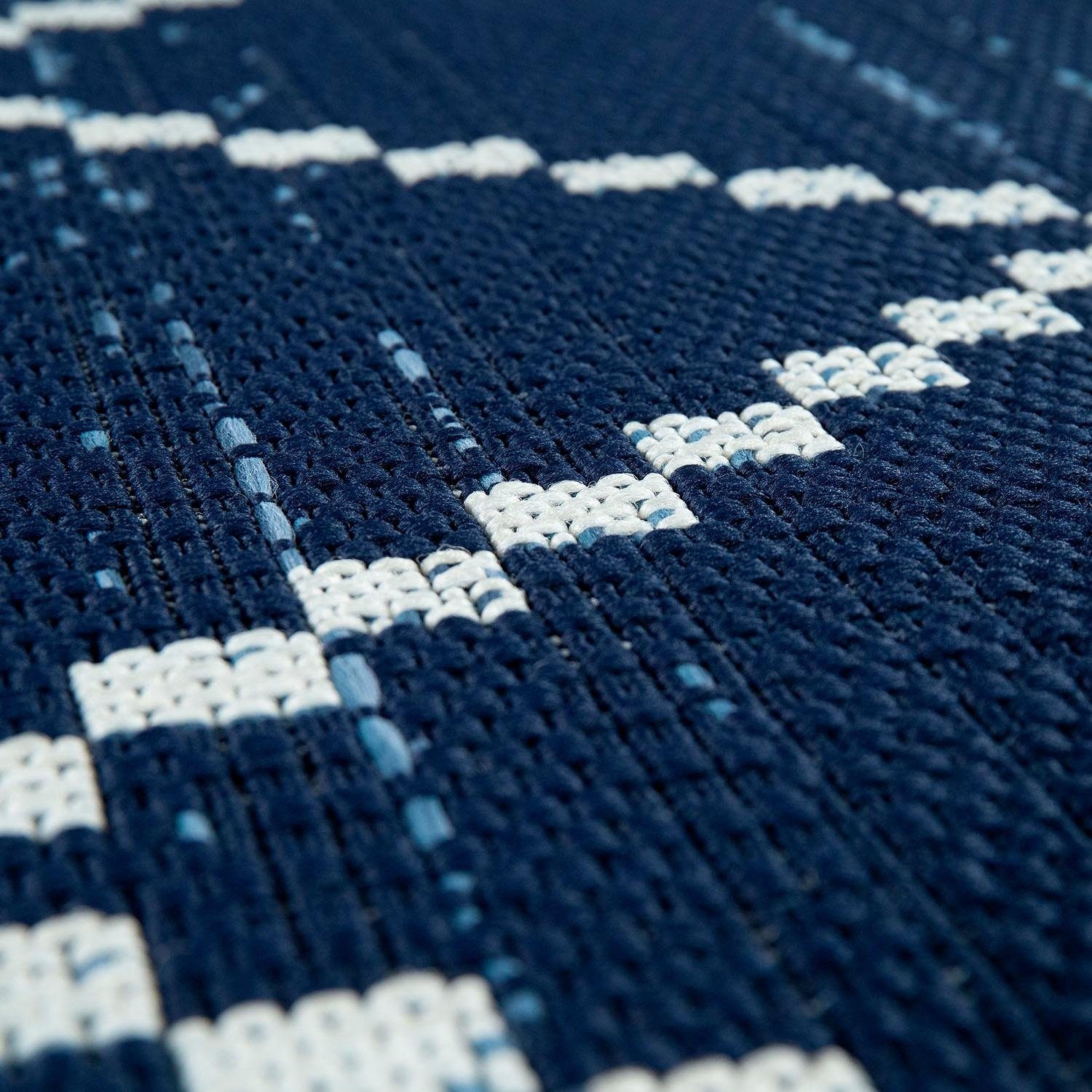 Paco Home Teppich »Kortrijk 742«, rechteckig, 4 mm Höhe, Flachgewebe, Rauten Design, In- und Outdoor geeignet, Wohnzimmer
