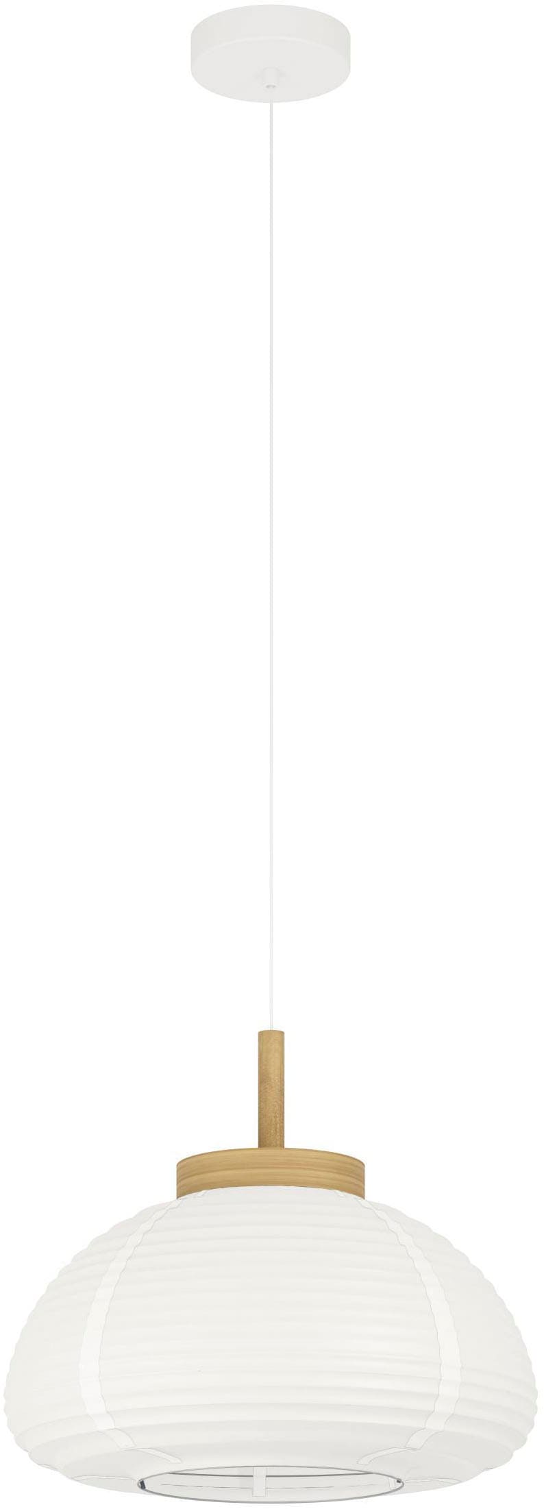 EGLO Hängeleuchte »Summerhill Hängelampe 1-fach, Japan-Stil, Metall, Holz und Papier, E27« E27 1 Stk. Hängeleuchte - H110 x Ø40 cm - weiß, braun - 1X40W exkl.