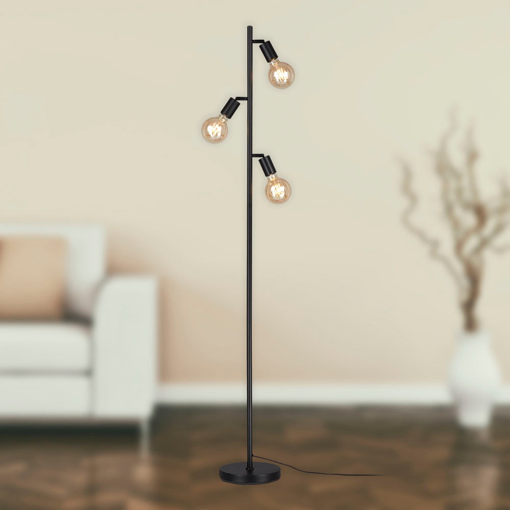 Briloner Leuchten Stehlampe »1387035 KUGLO« E27 Warmweiß metall/schwarz, inkl. Kabelschalter,  exkl. 3x E27 max. 10 W