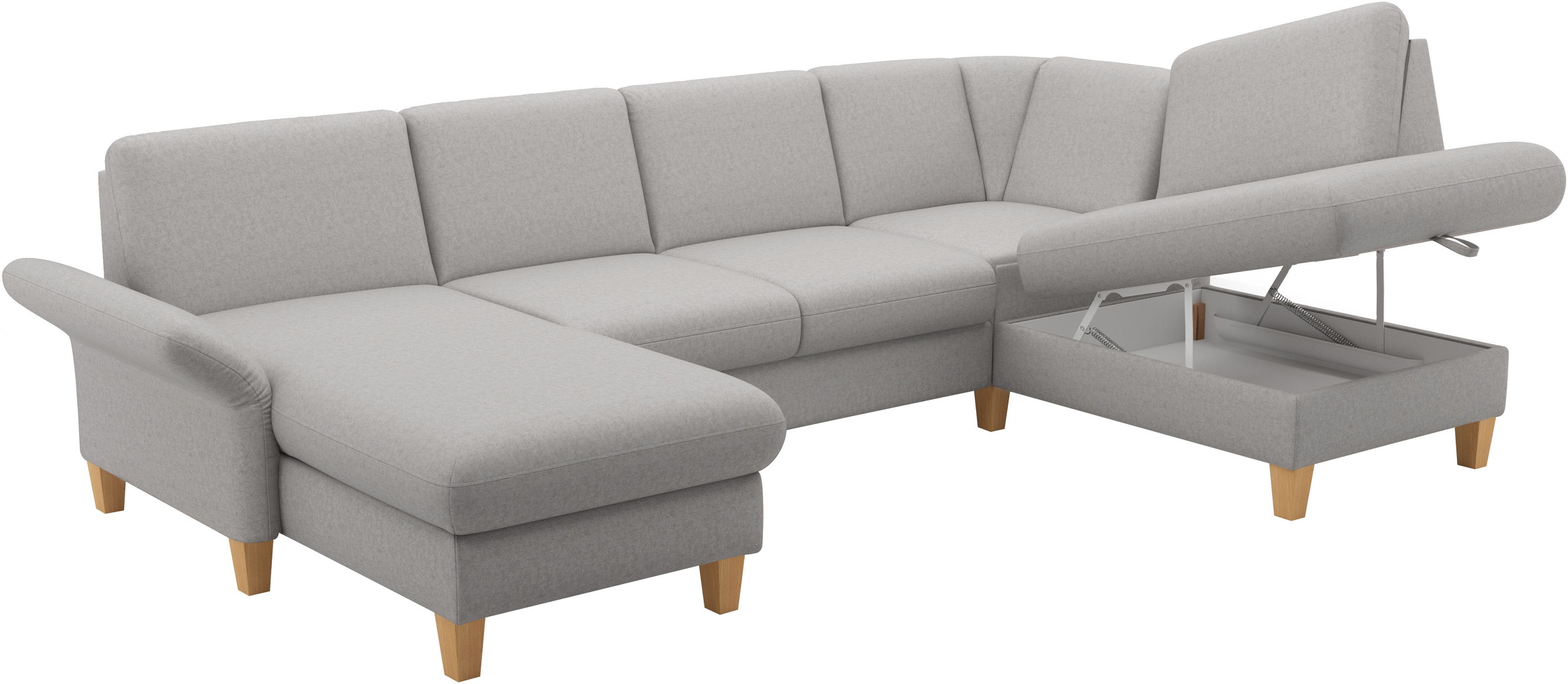 Home affaire Wohnlandschaft »Rochelle, U-Form«, optional mit Armteilverstellung, mit Bettfunktion & Bettkasten