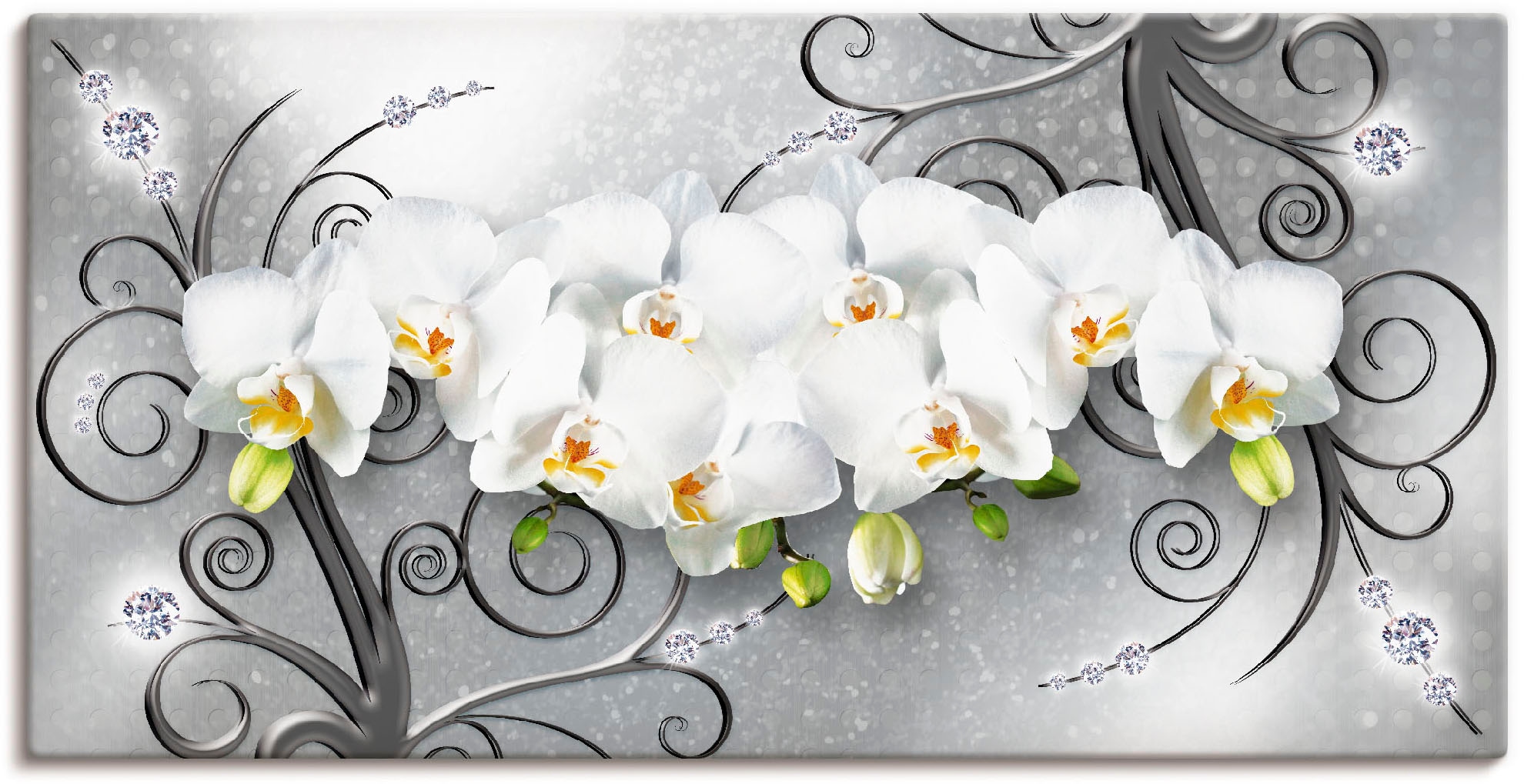 Artland Wandbild »weiße Orchideen auf Ornamenten«, Blumenbilder, (1 St.)  bei OTTO