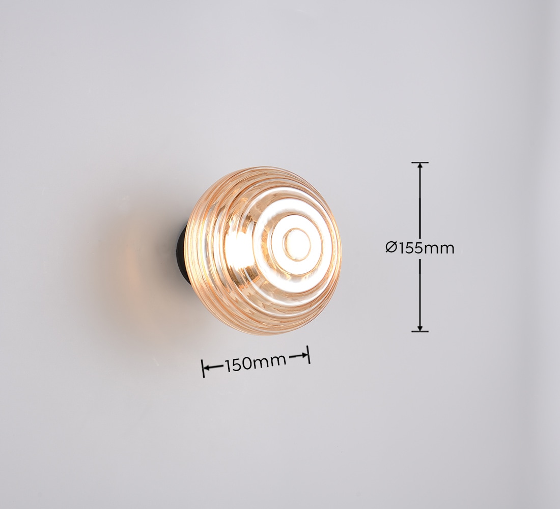 REALITY Leuchten LED Wandleuchte »EARL, runde Akku Wandlampe mit Touchdimmer, USB-Anschluss Ø 15,5cm« LED-Board 1 Stk. Warmweiß Akku Wandlampe Glasschirm, einfache Wandbefestigung, Tiefe 15 cm