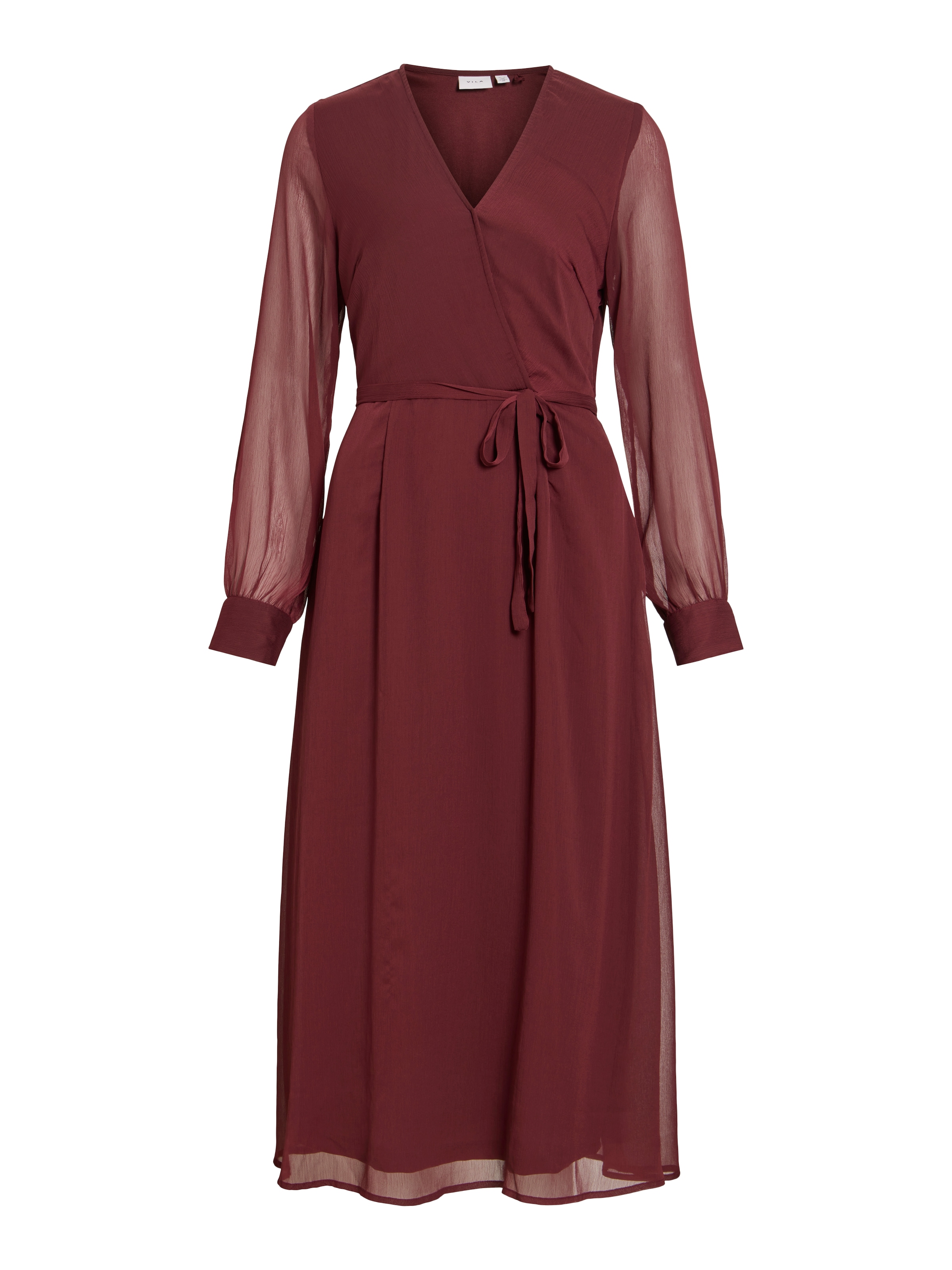 Vila Chiffonkleid »VIFALIA V-NECK L/S MIDI DRESS - NOOS« Kunstfaser, regular fit