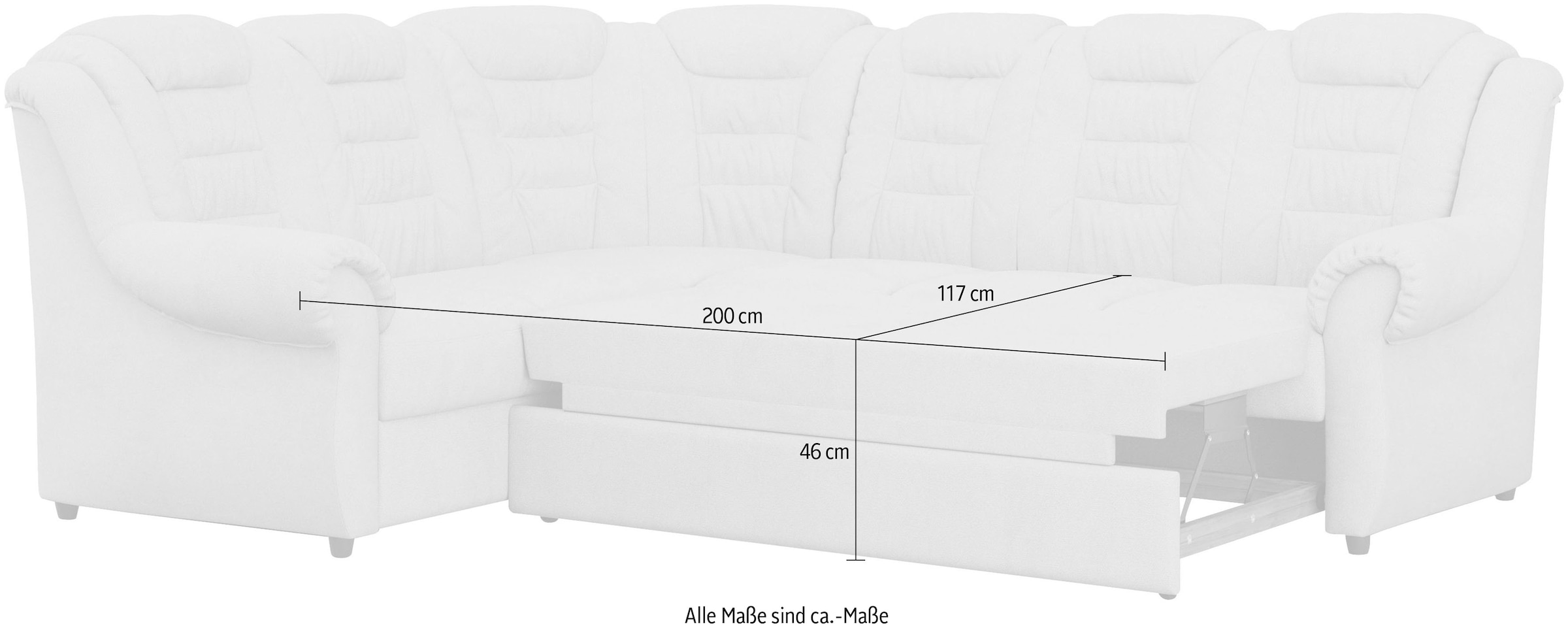 Home affaire Ecksofa »Boston L-Form«, mit hoher Rückenlehne, wahlweise mit Bettfunktion & Stauraum