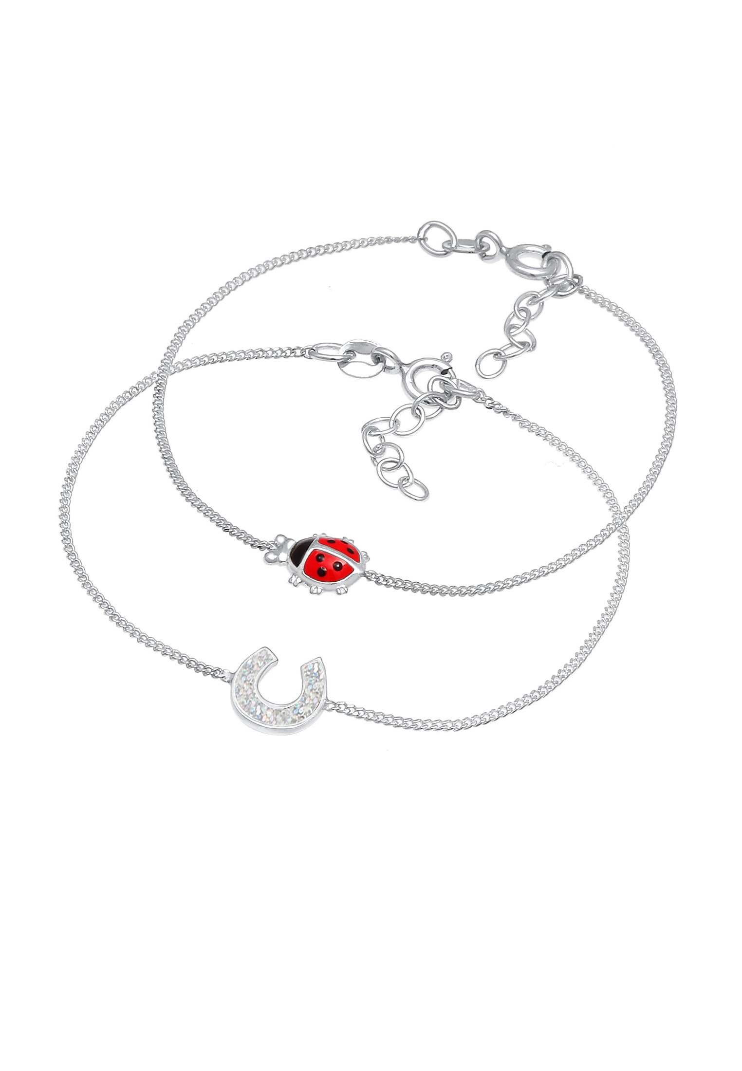 Elli Armketten Set »Armband Kinder Marienkäfer Hufeisen Glück (2 tlg) 925 Sterling Silber«