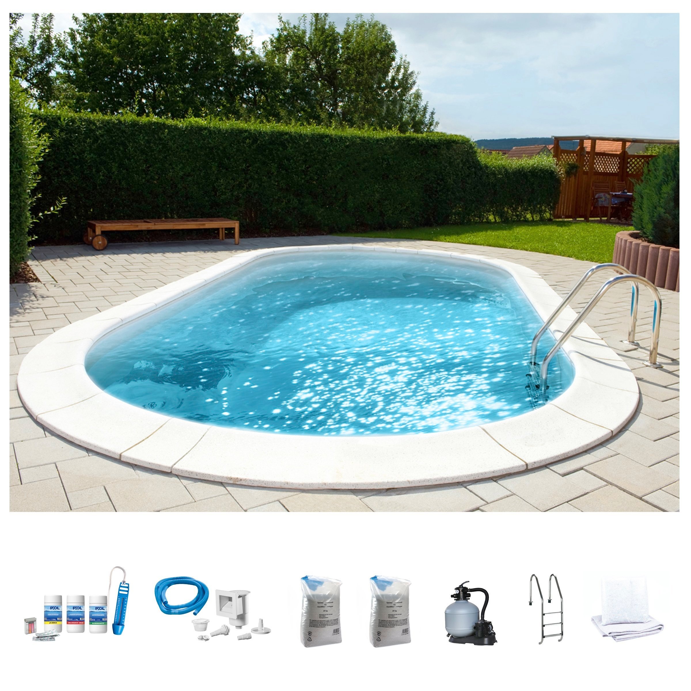 BWT MY POOL Ovalpool, (Set, 7 tlg.), BxLxH: 400x800x120 cm
