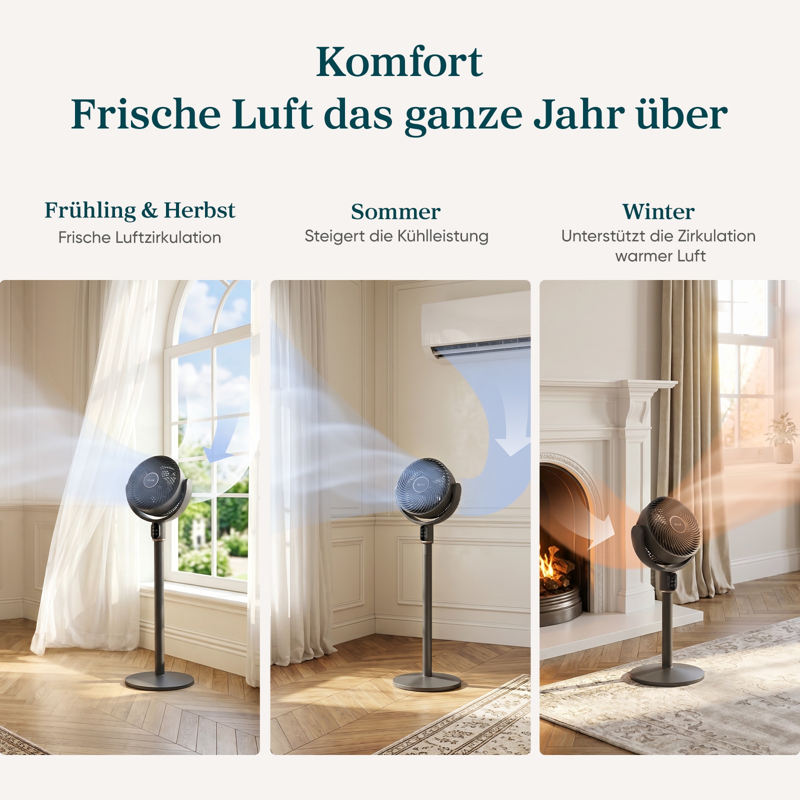 Levoit Turmventilator »LPF-R382-AEUR, mit Timerfunktion« optimale Luftzirkulation im ganzen Raum