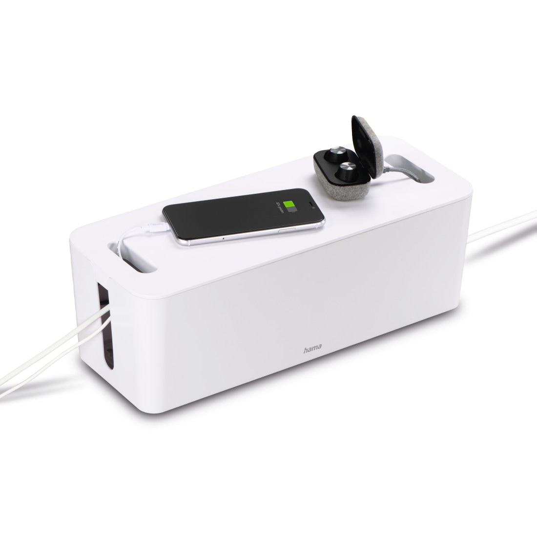 Hama Kabelbox »Kabelbox groß mit integrierter Kabelführung, für 6er Steckdosenleiste«, (1 tlg.), schlichtes Design, universelle Anwendung Schreibtisch, Farbe Weiß
