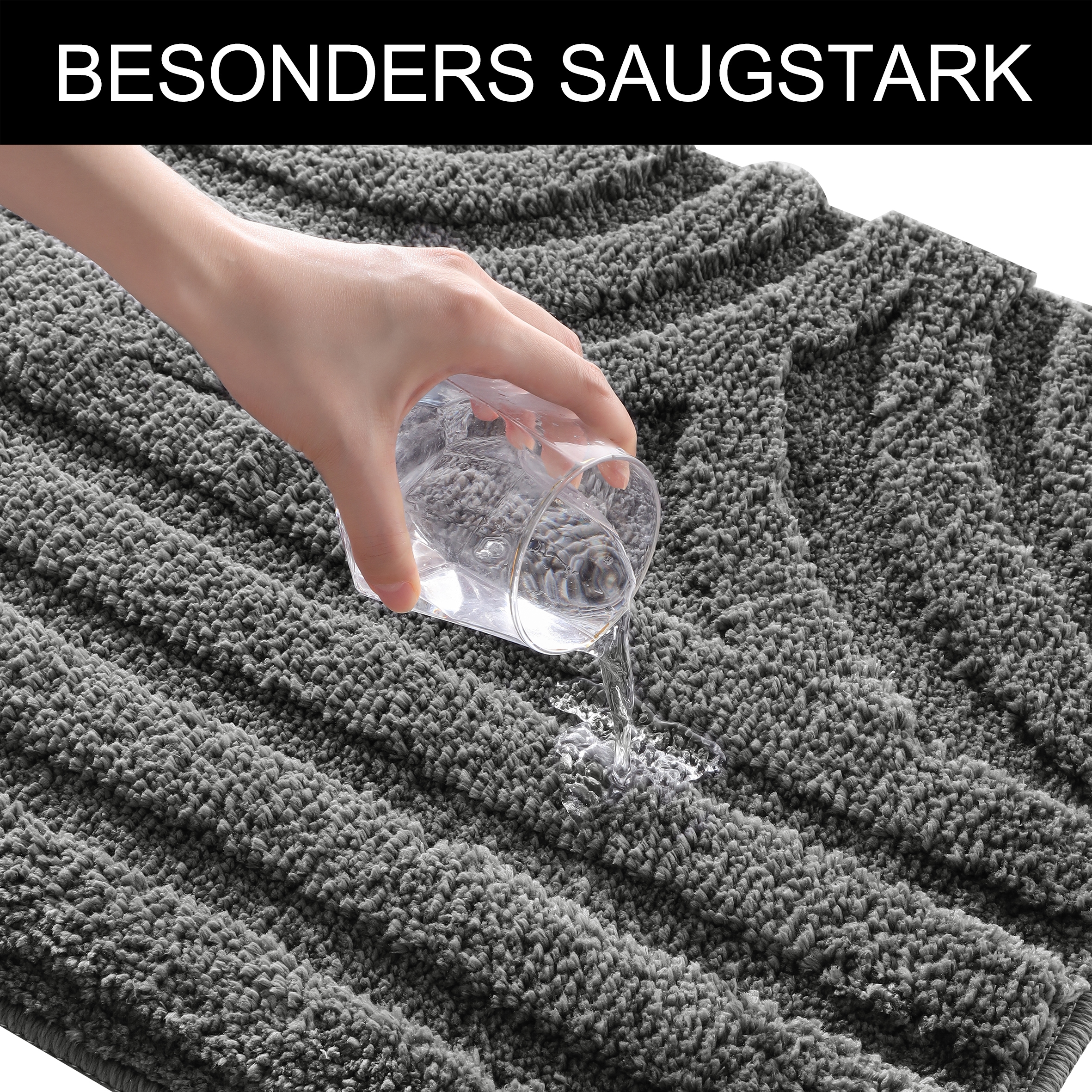 my home Badematte »Sanremo Scandi, Badvorleger, Badezimmer Teppich, Duschvorleger« Höhe 20 mm rutschhemmend beschichtet strapazierfähig Badteppich, Uni Farben, Hoch-Tief-Effekt, modernes Muster, Boho