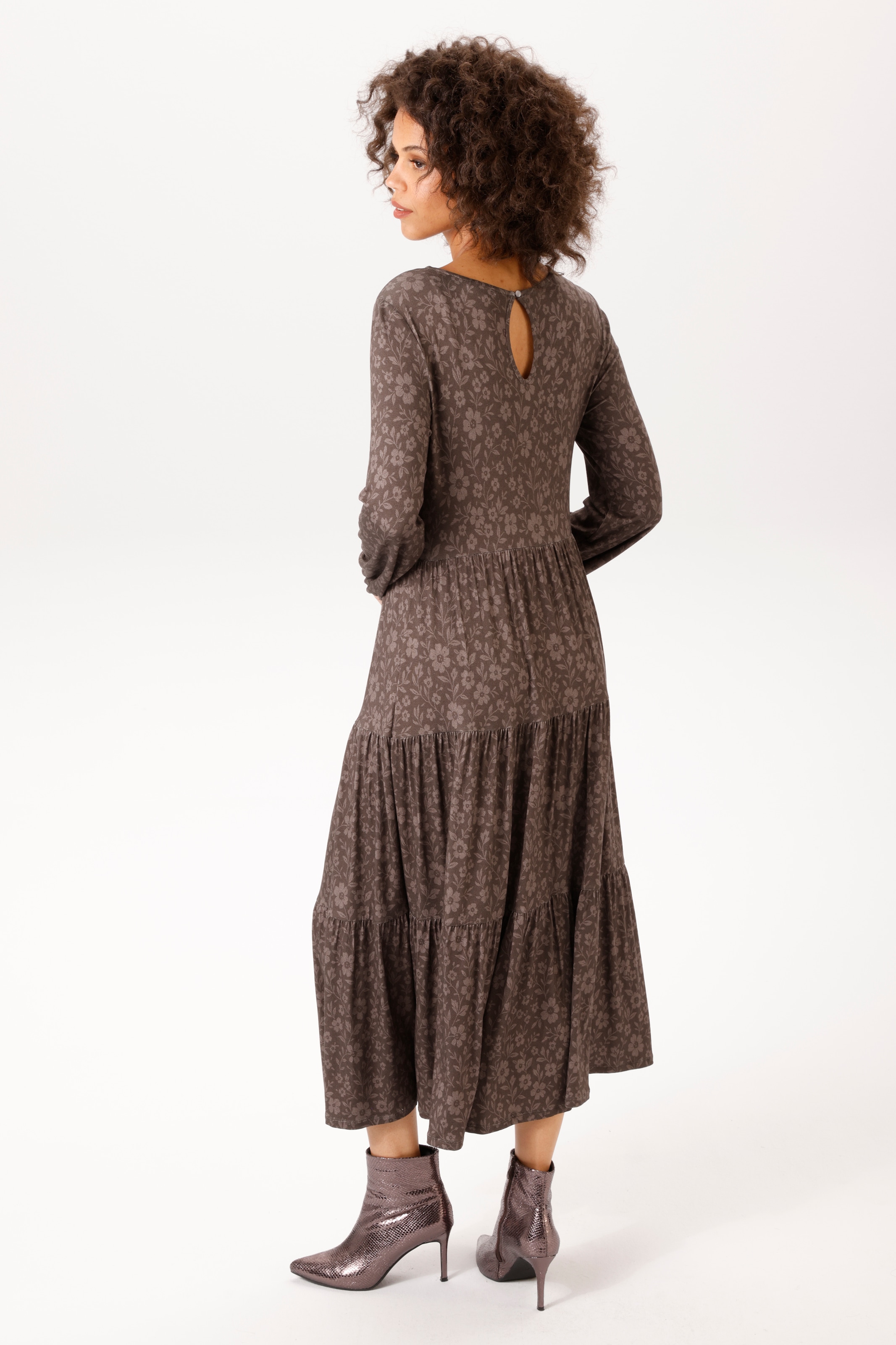 Aniston CASUAL Jerseykleid mit dezenten Blumendruck - jedes Teil ein Unikat - NEUE KOLLEKTION