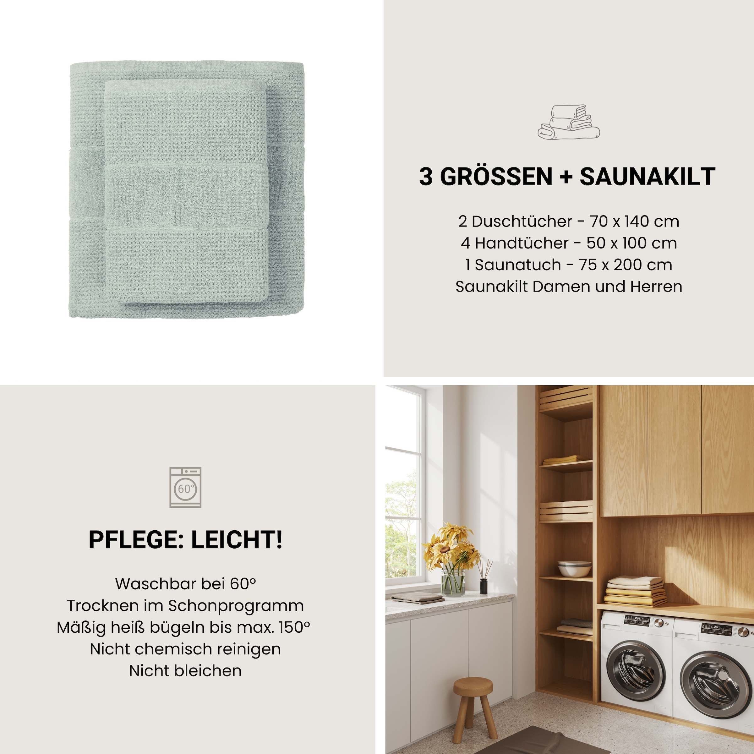 Schiesser Saunatuch »Turin in angesagter Reiskornoptik« Made in Green