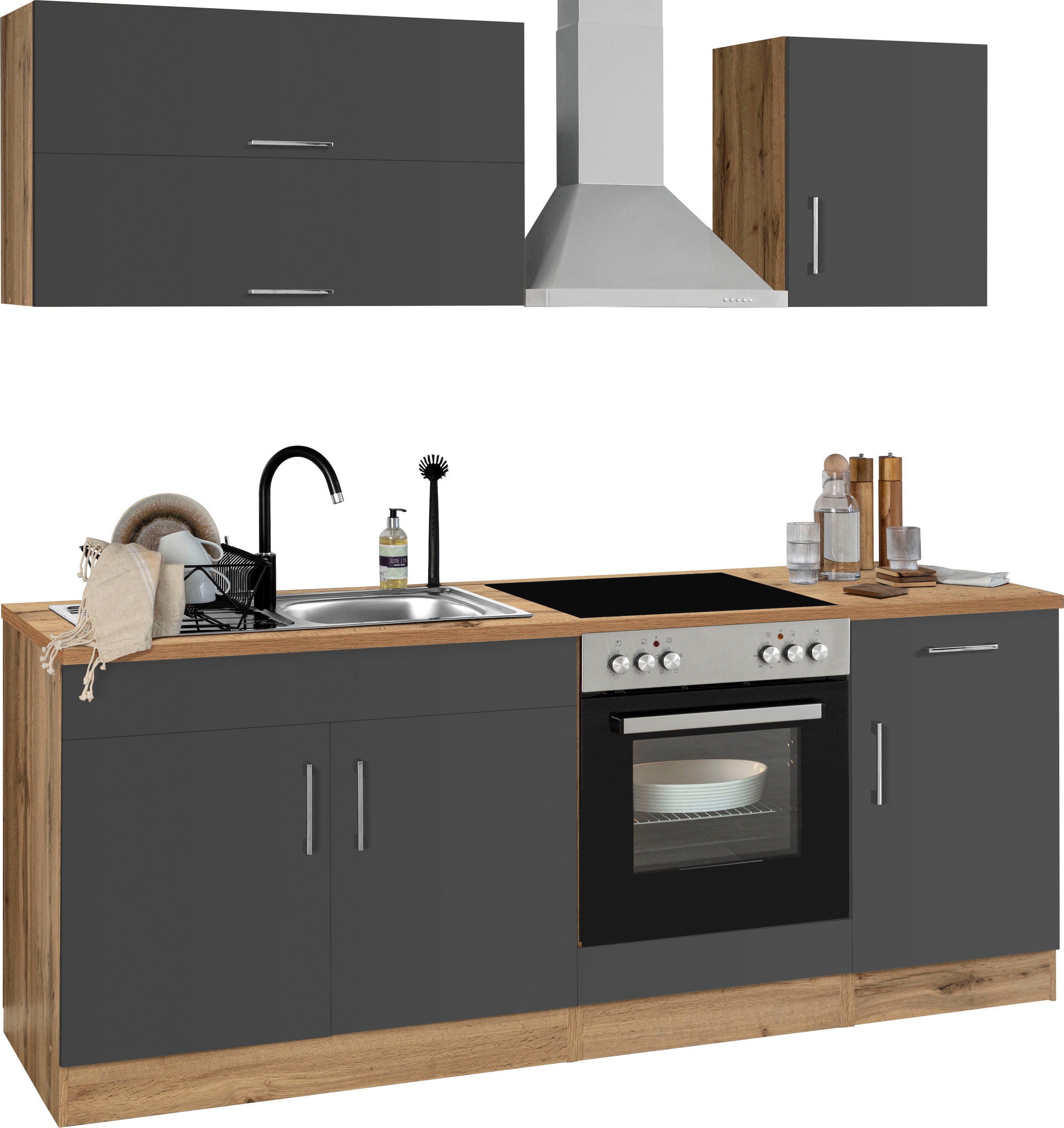 KOCHSTATION Küchenzeile »KS-Colmar«, ohne E-Geräte, Breite 210 cm