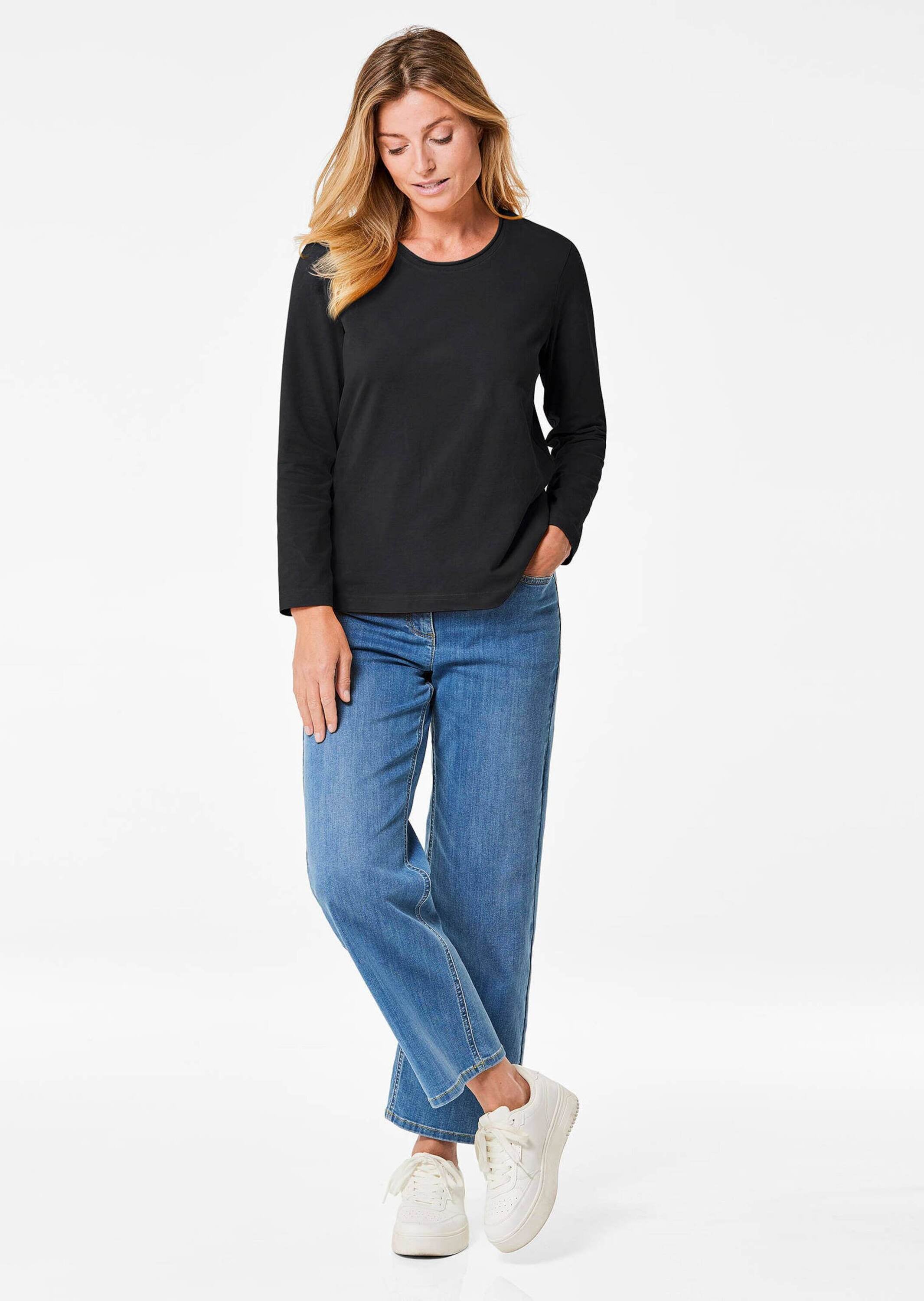 GOLDNER Longpullover »T-Shirt mit Rundhals«