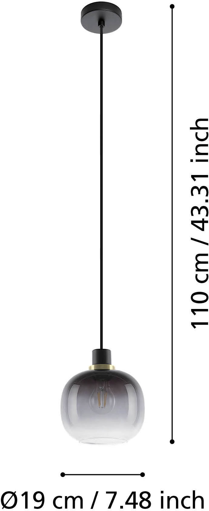 EGLO Hängeleuchte »OILELLA Pendellampe - Stahl - E27 - 1X40W - IP20« E27 1 Stk. Hängelampe, Deckenlampe, Wohnzimmer, Esszimmer, H110 x Ø19 cm