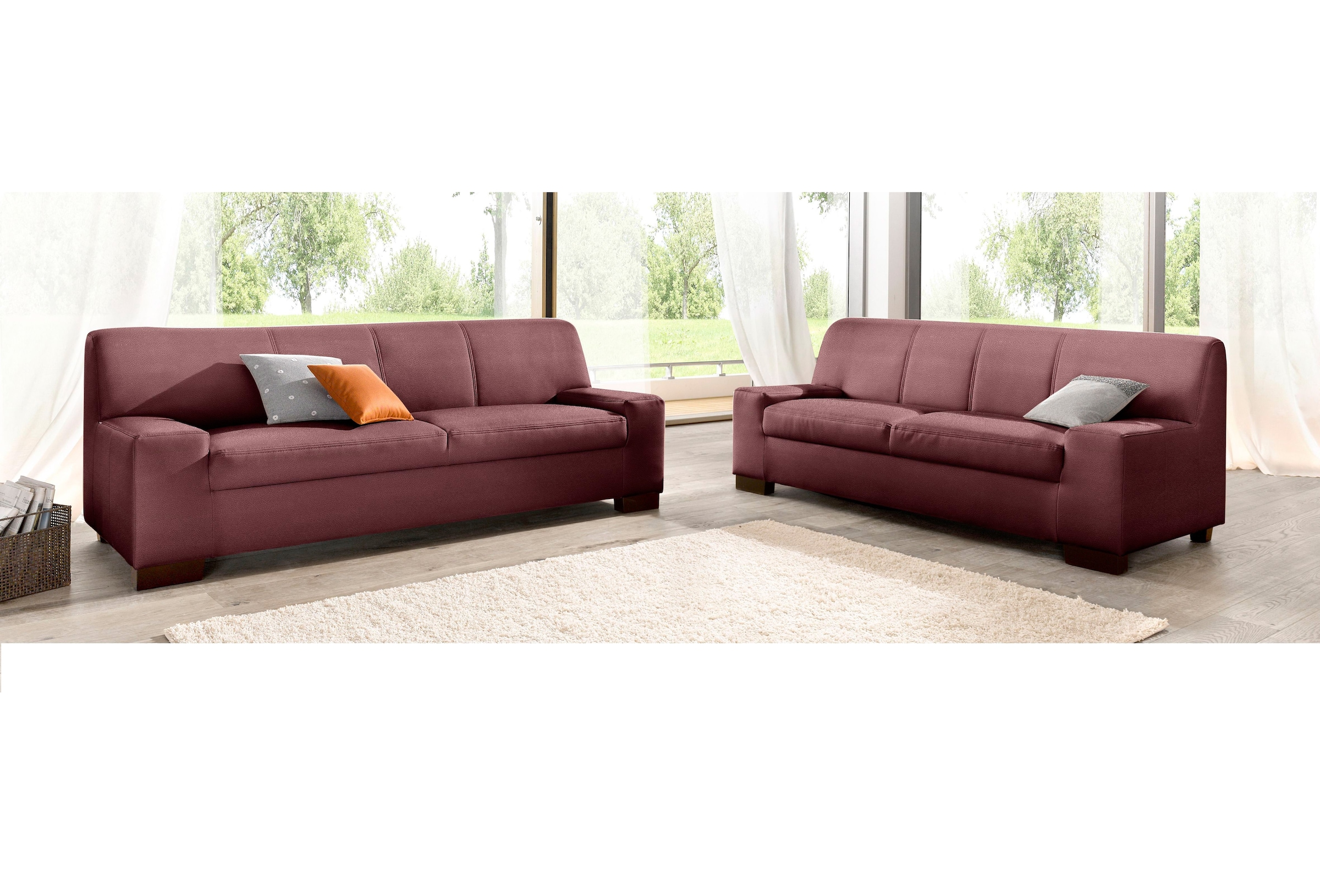 DOMO collection Polstergarnitur »Norma Top ,elegant und modern, flache Armlehnen« Set,  bestehend aus einem 2-Sitzer und einem 3-Sitzer