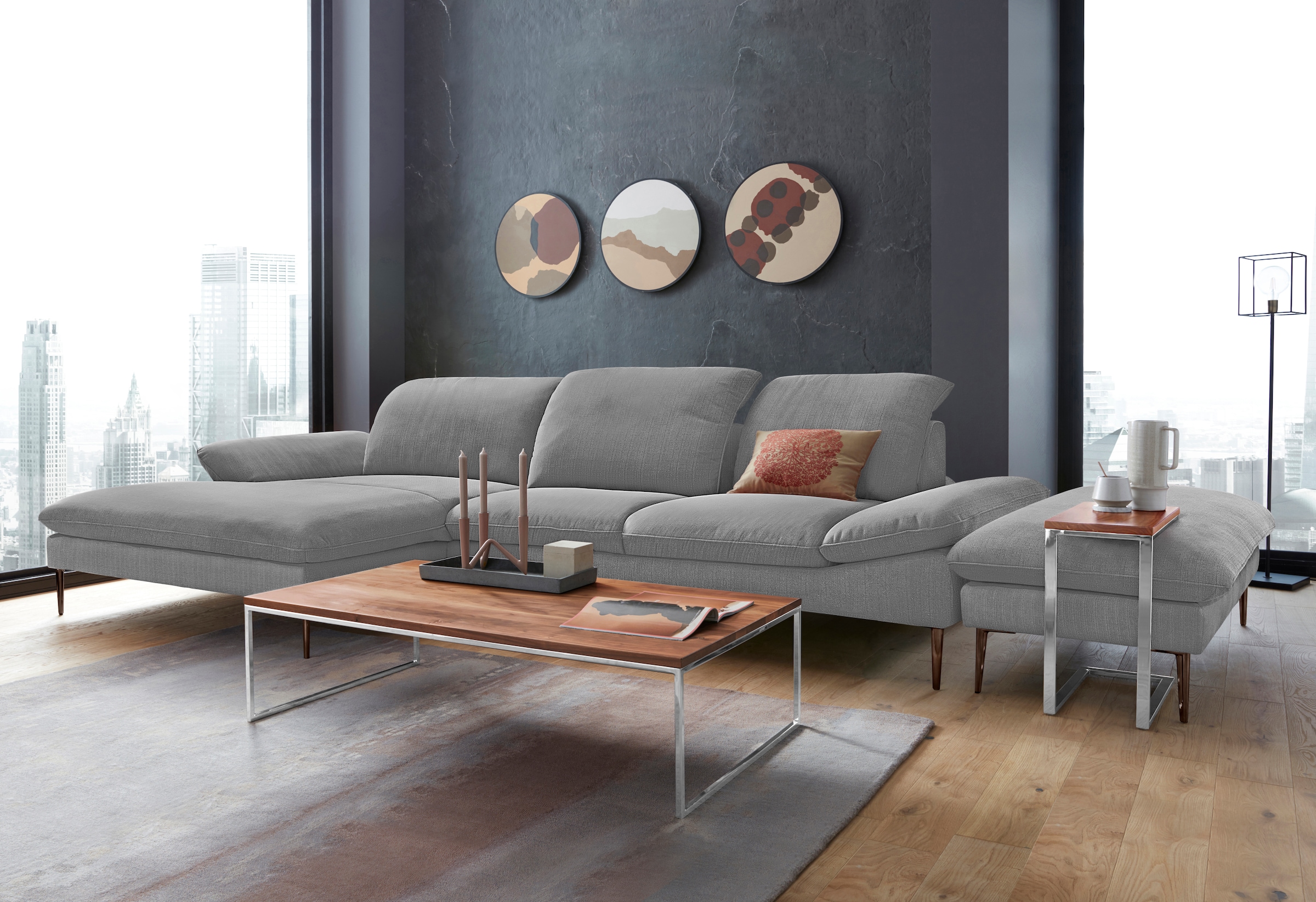 W.SCHILLIG Ecksofa »enjoy&MORE, Designsofa, bequem, elegant und zeitlos, L-Form« Sitztiefenverstellung, Füße bronze pulverbeschichtet, Breite 340 cm