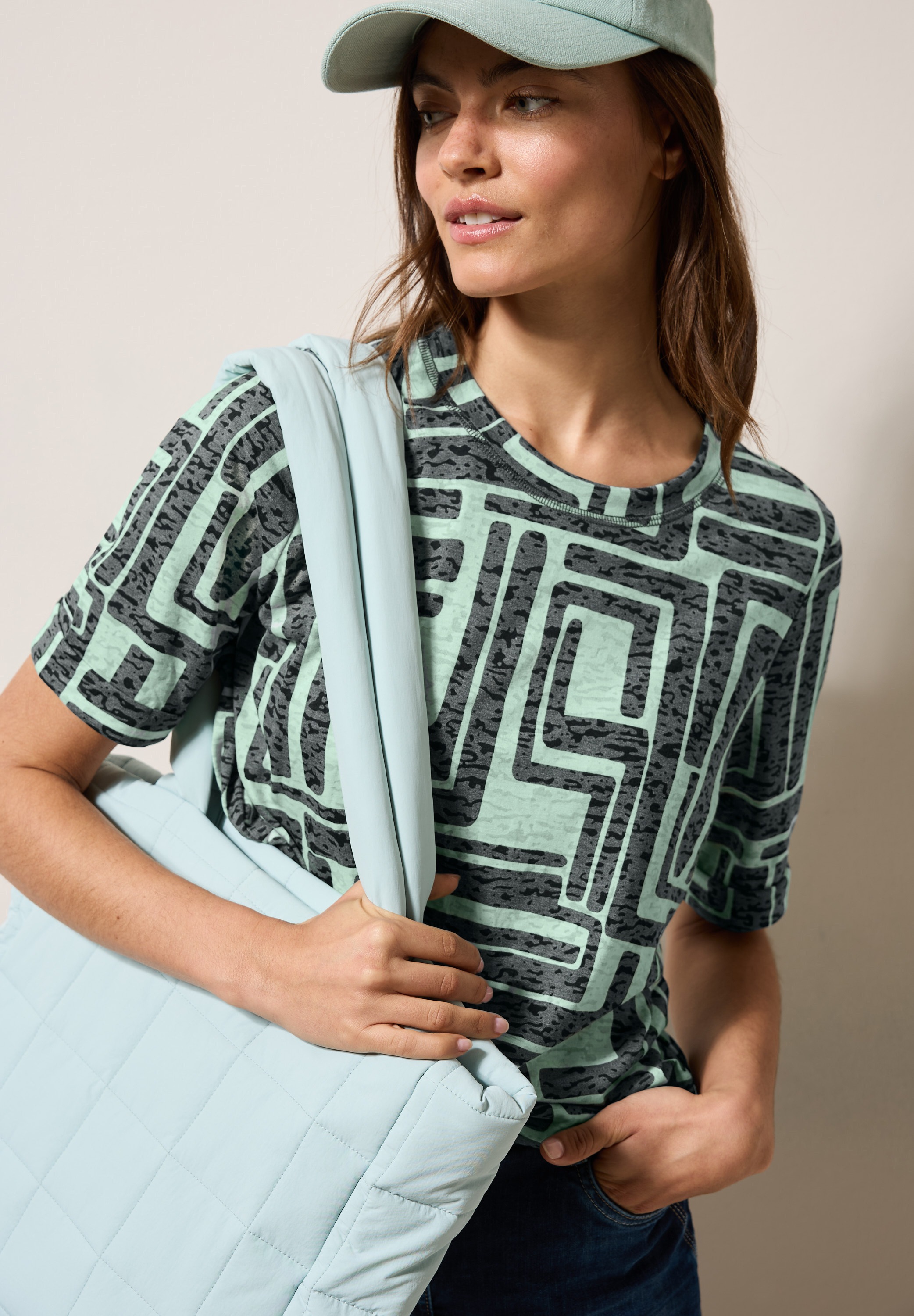Cecil T-Shirt, in Ausbrenner-Optik, gemustert